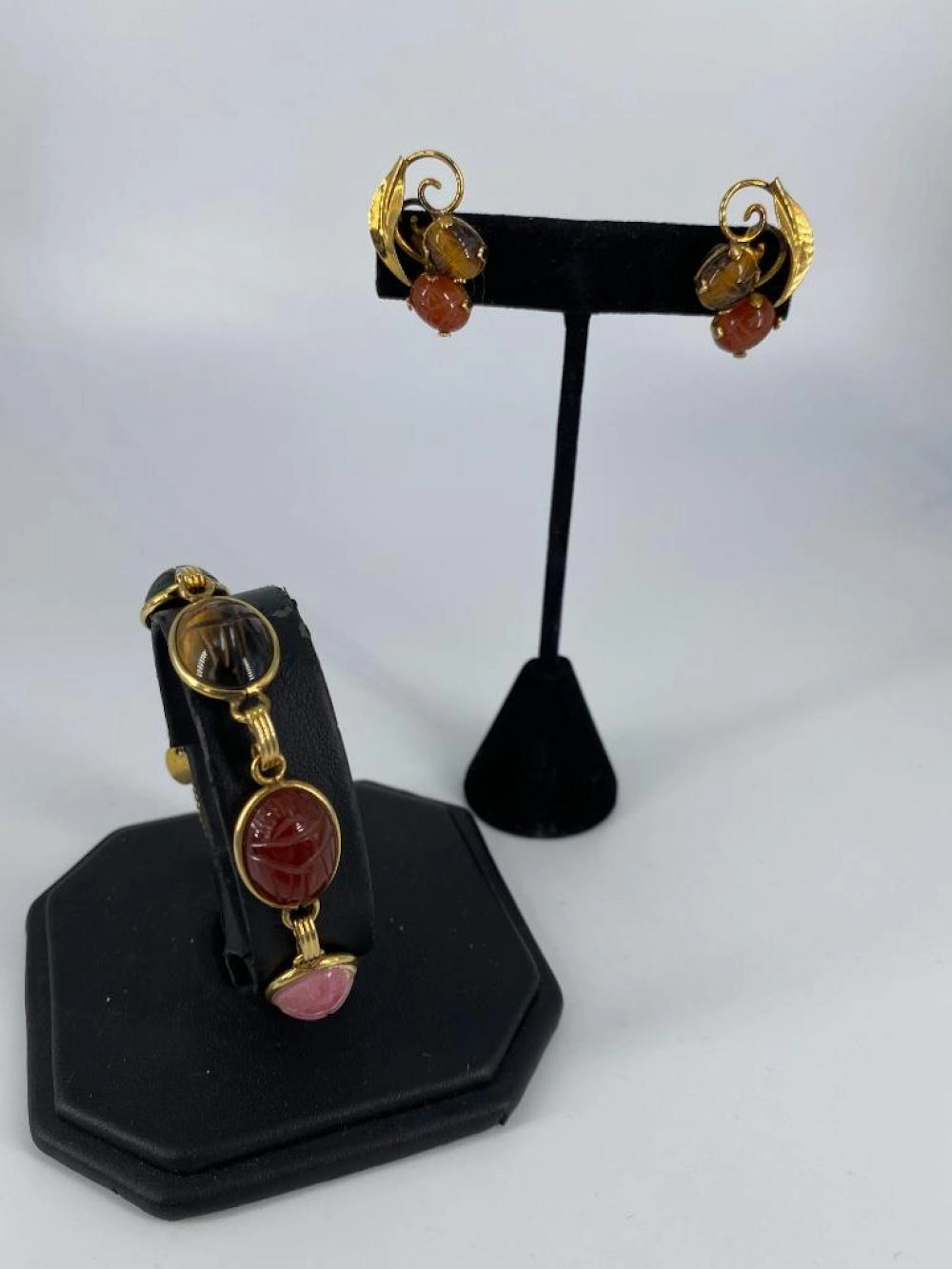Vintage Gold-Filled Scarab Jewelry Set from Burt Cassell