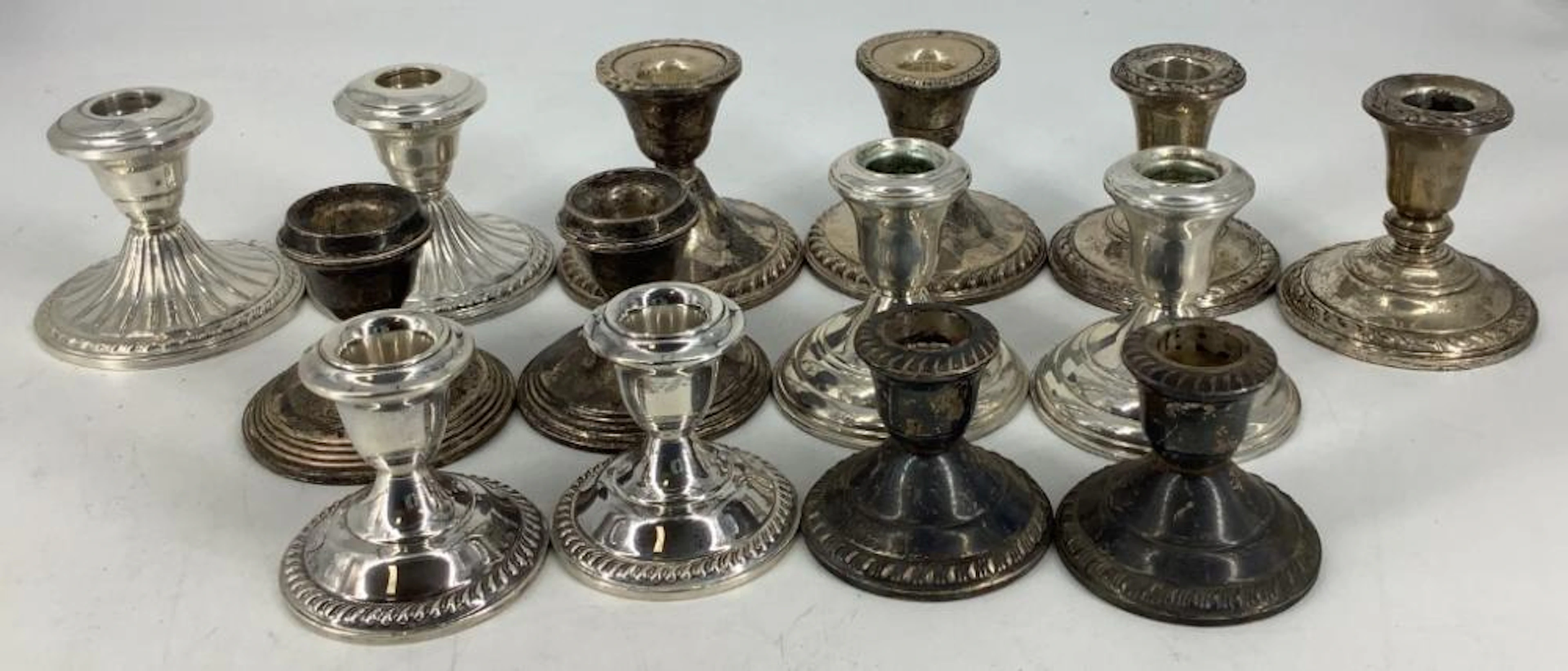 Lot of Sterling Weighted Candlestick Bases