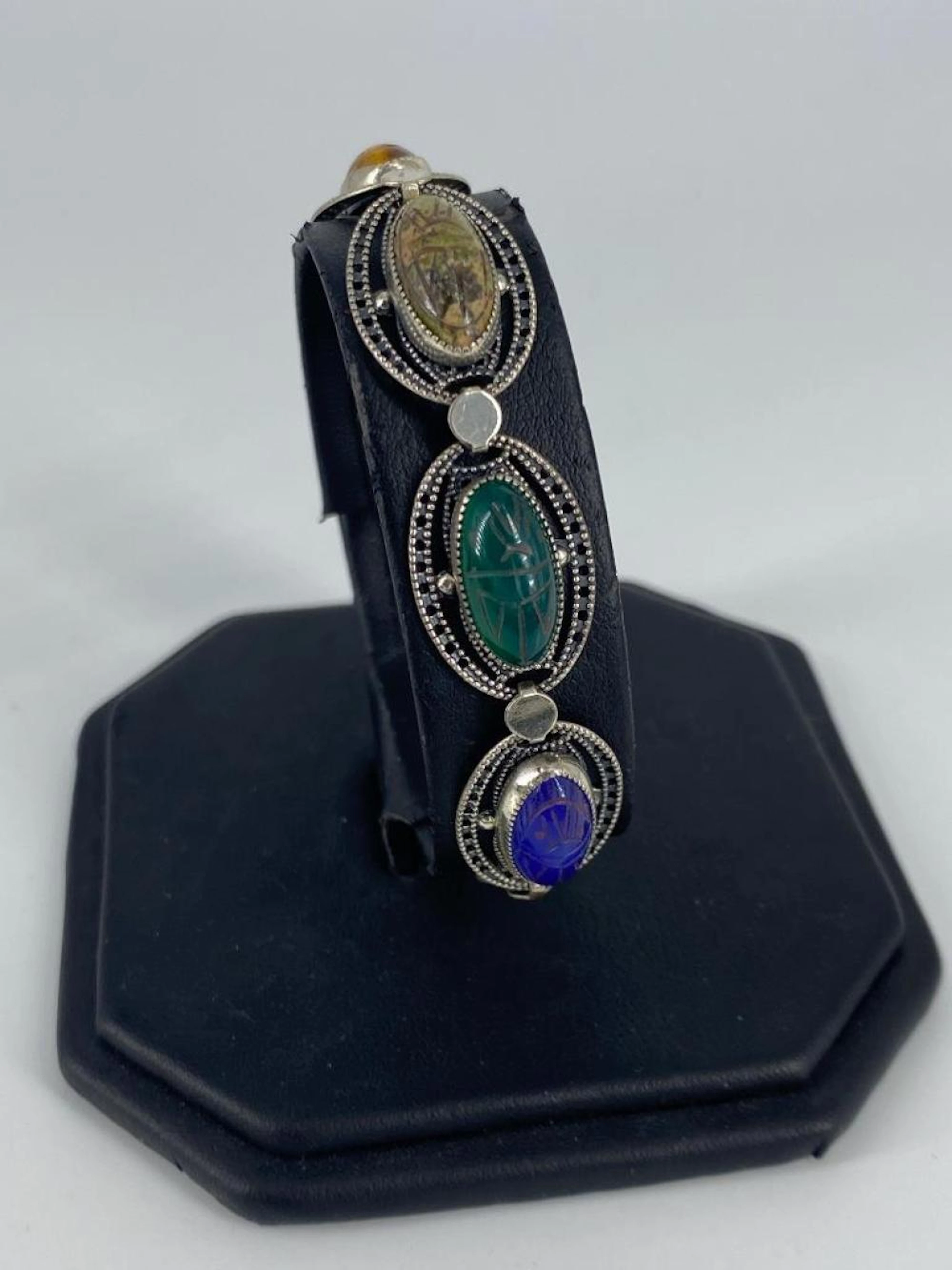 Vintage sterling Silver Scarab Bracelet