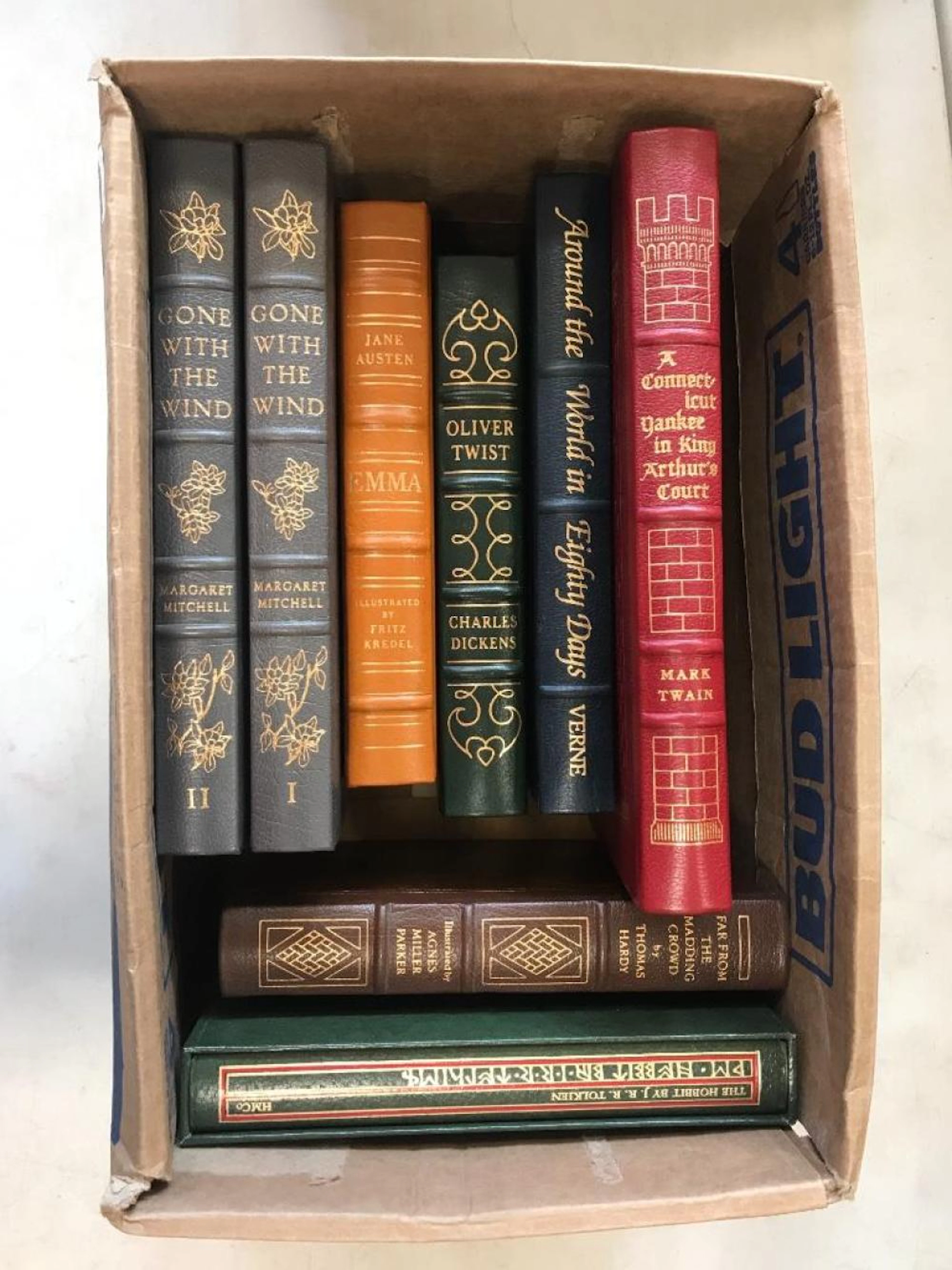 Lot of 8 classic leather bound books including ?Gone With the Wind?