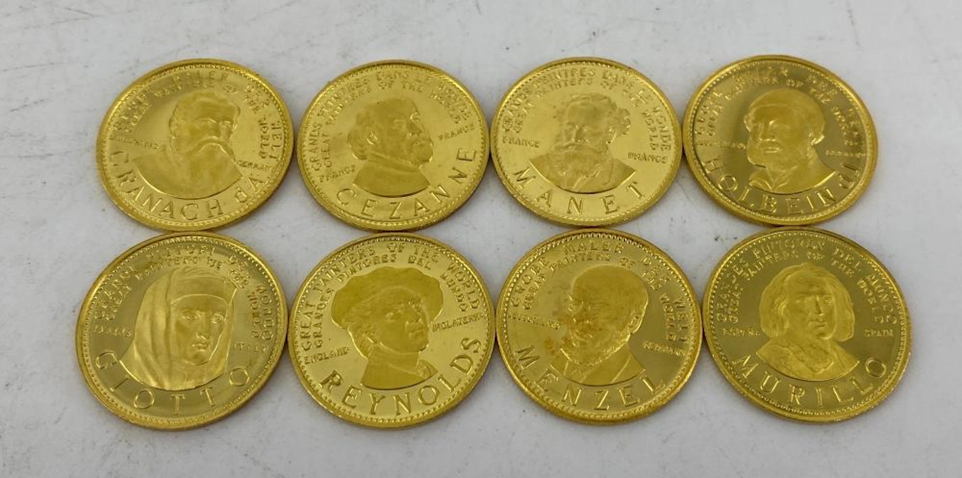 8 Italcambio "Great Painters of the World" Gold Bullion Proof Tokens