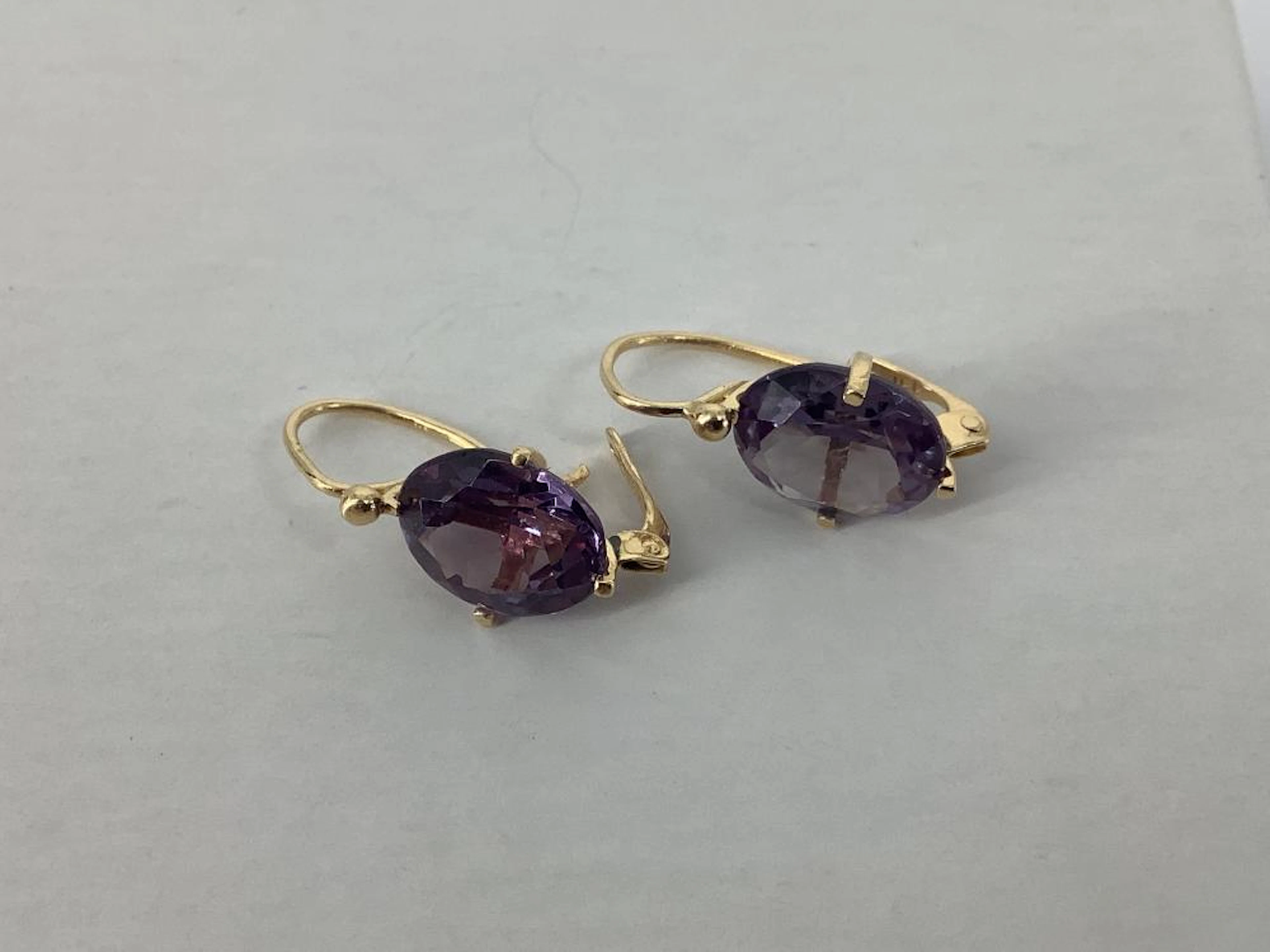 One Pair Of 18kt Yellow Gold & Gemstone Earrings
