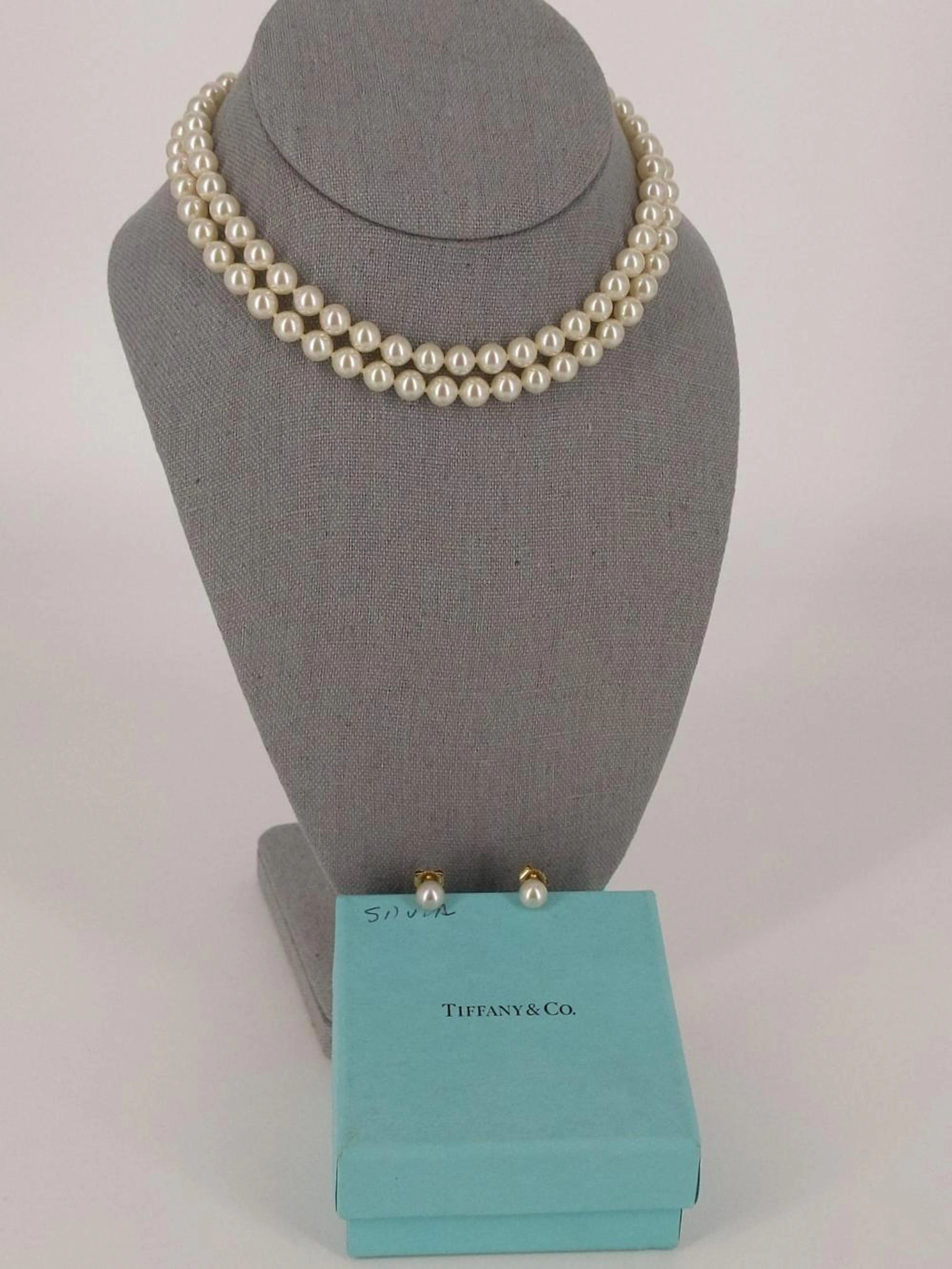 Pearl Necklace + Matched Earrings in Branded Box