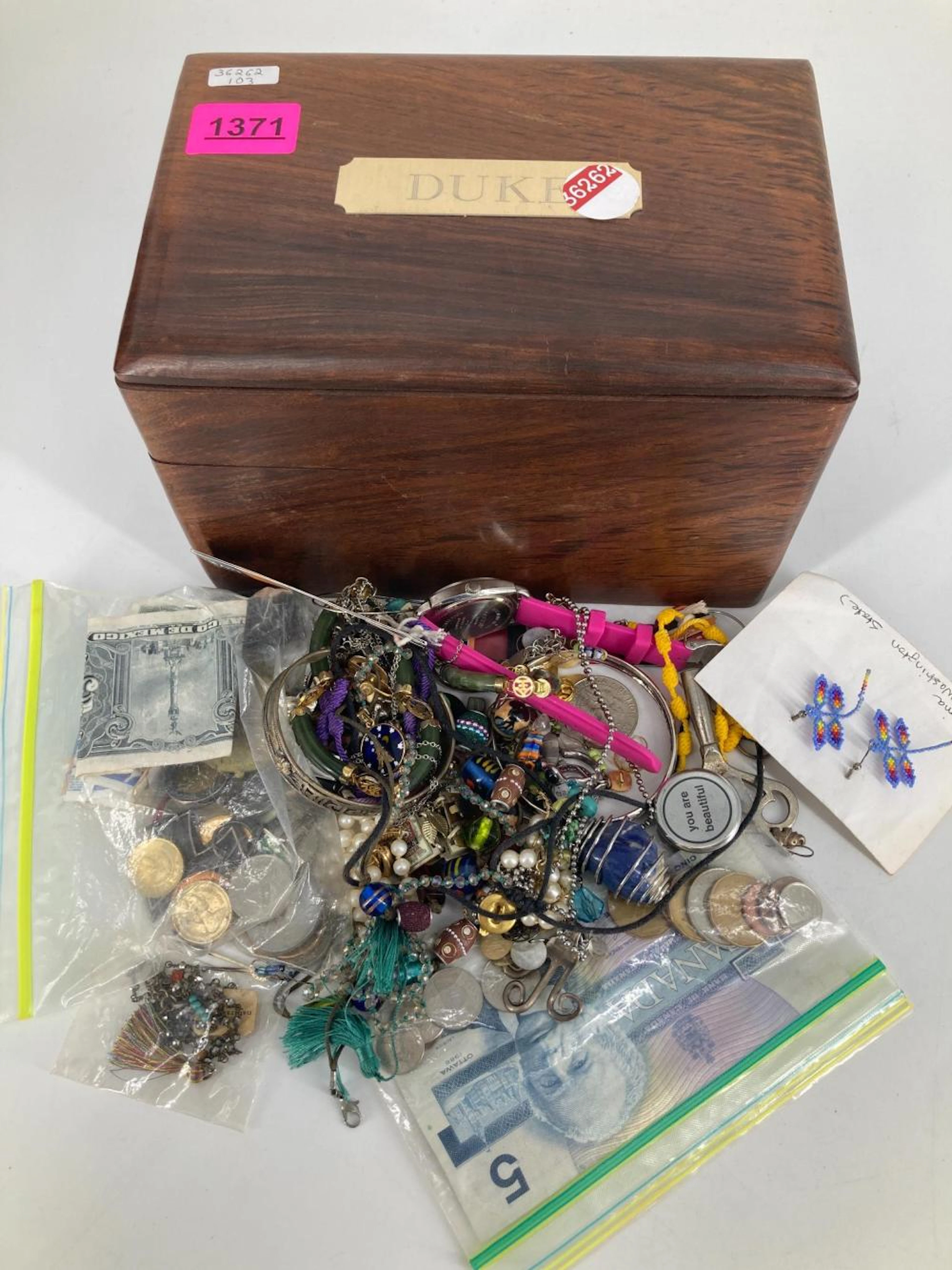 Jewelry, Accessories, Coins + Currency In Box
