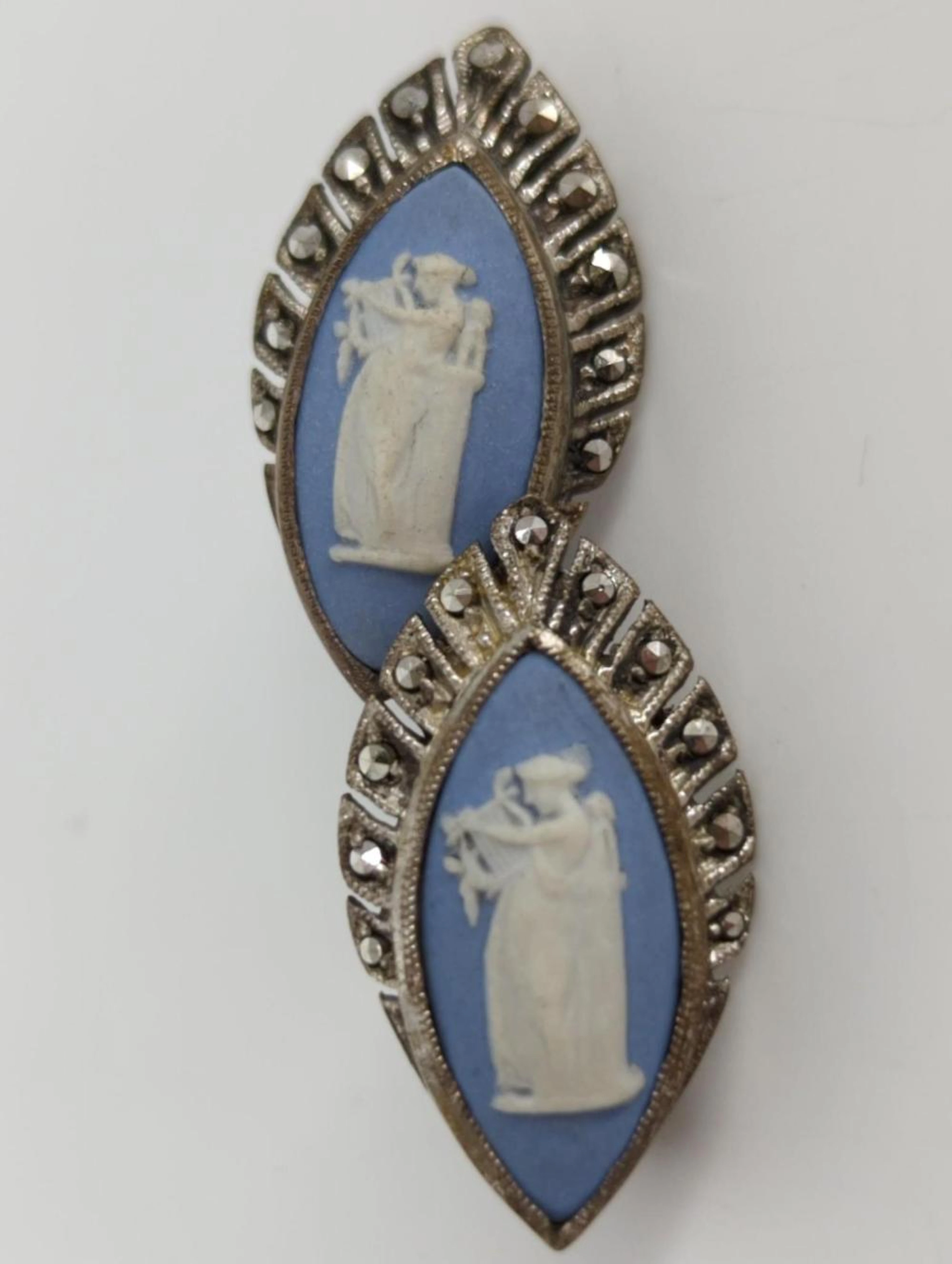 Sterling and China Cameo Earrings
