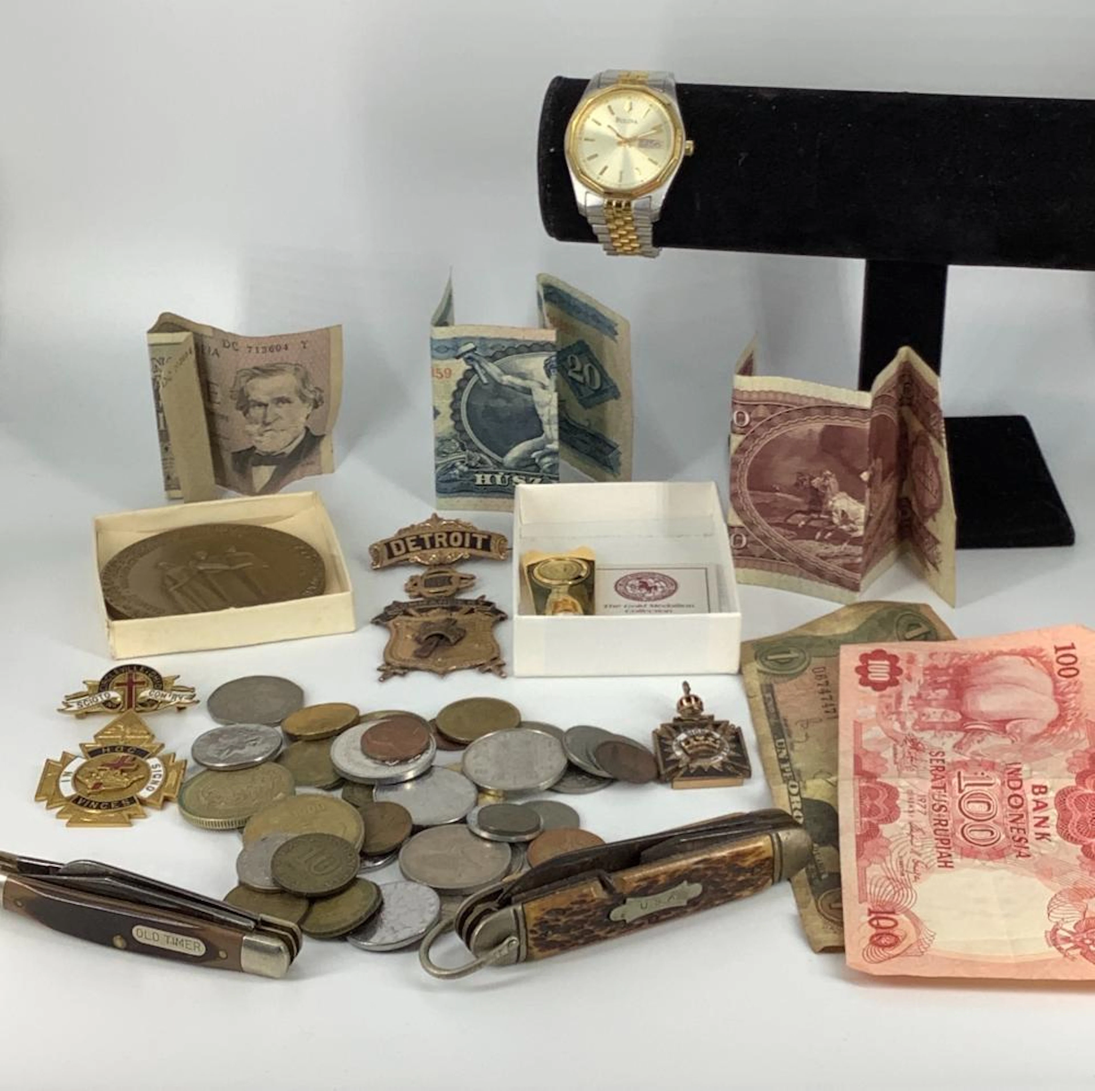 Lot of Assorted Foreign Coins and Currency