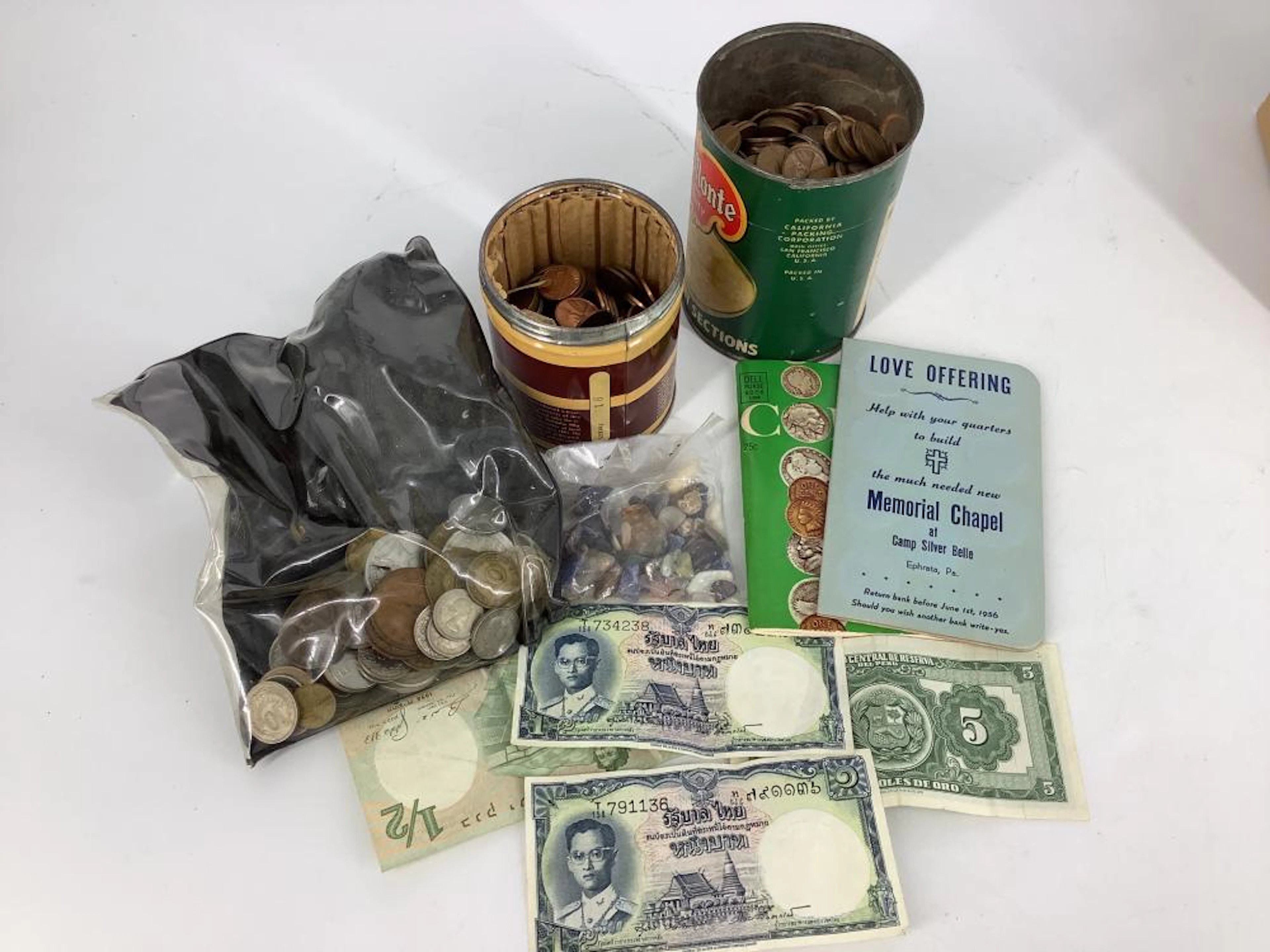 Assorted U.S. + Foreign Coins and Currency