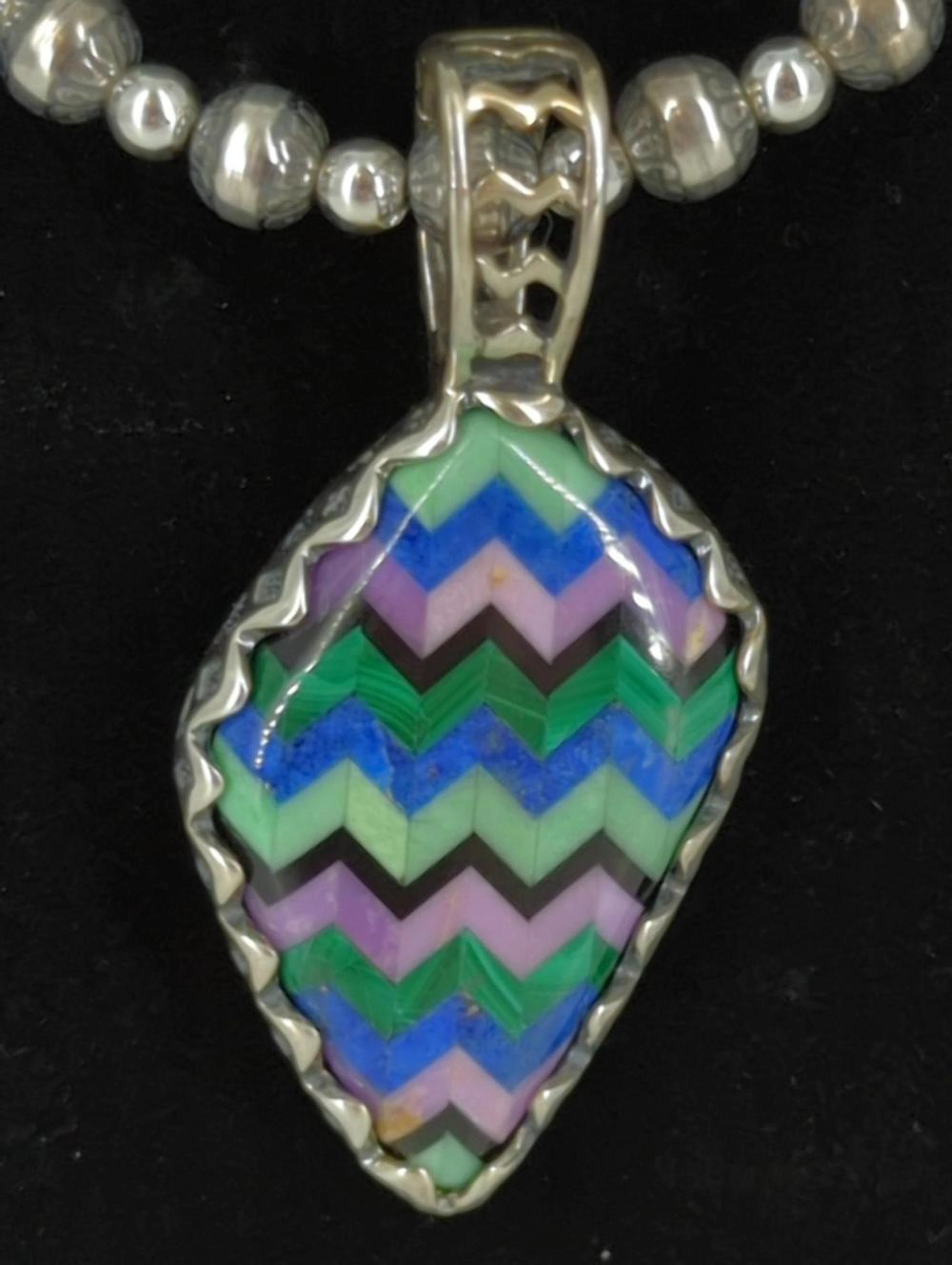 Southwestern Necklace with Chevron Stone Pendant