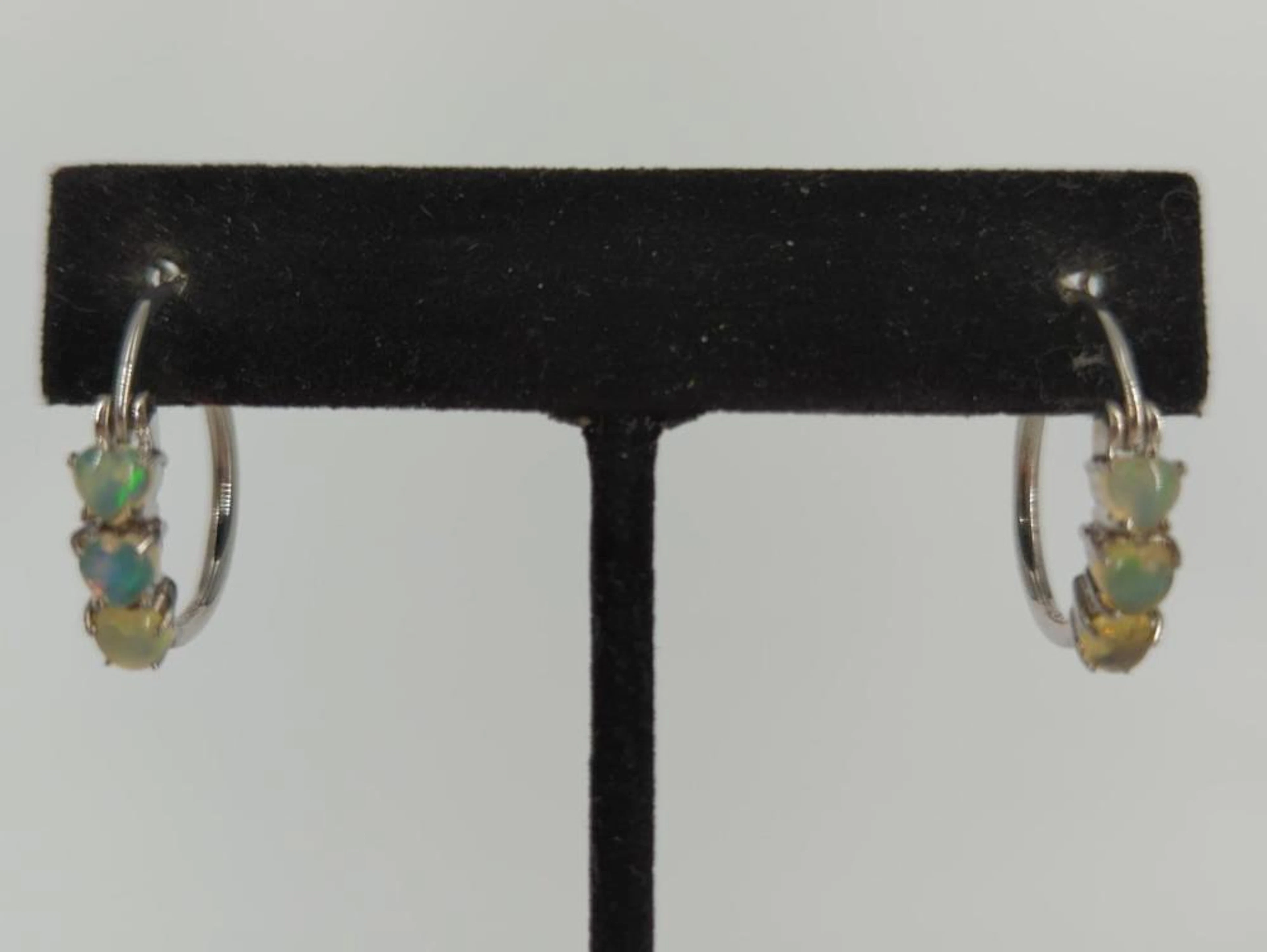 Sterling Silver & Fire Opal Hoop Earrings
