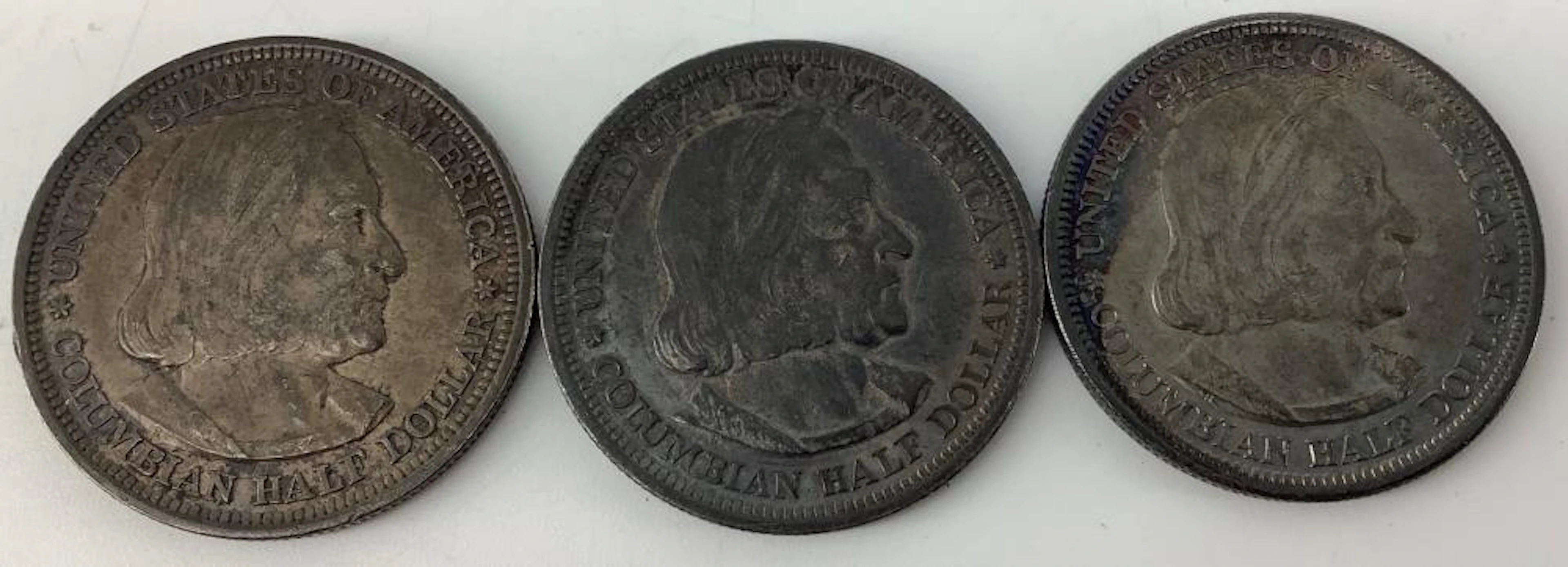 Three Colombian Exposition Half-Dollar Coins