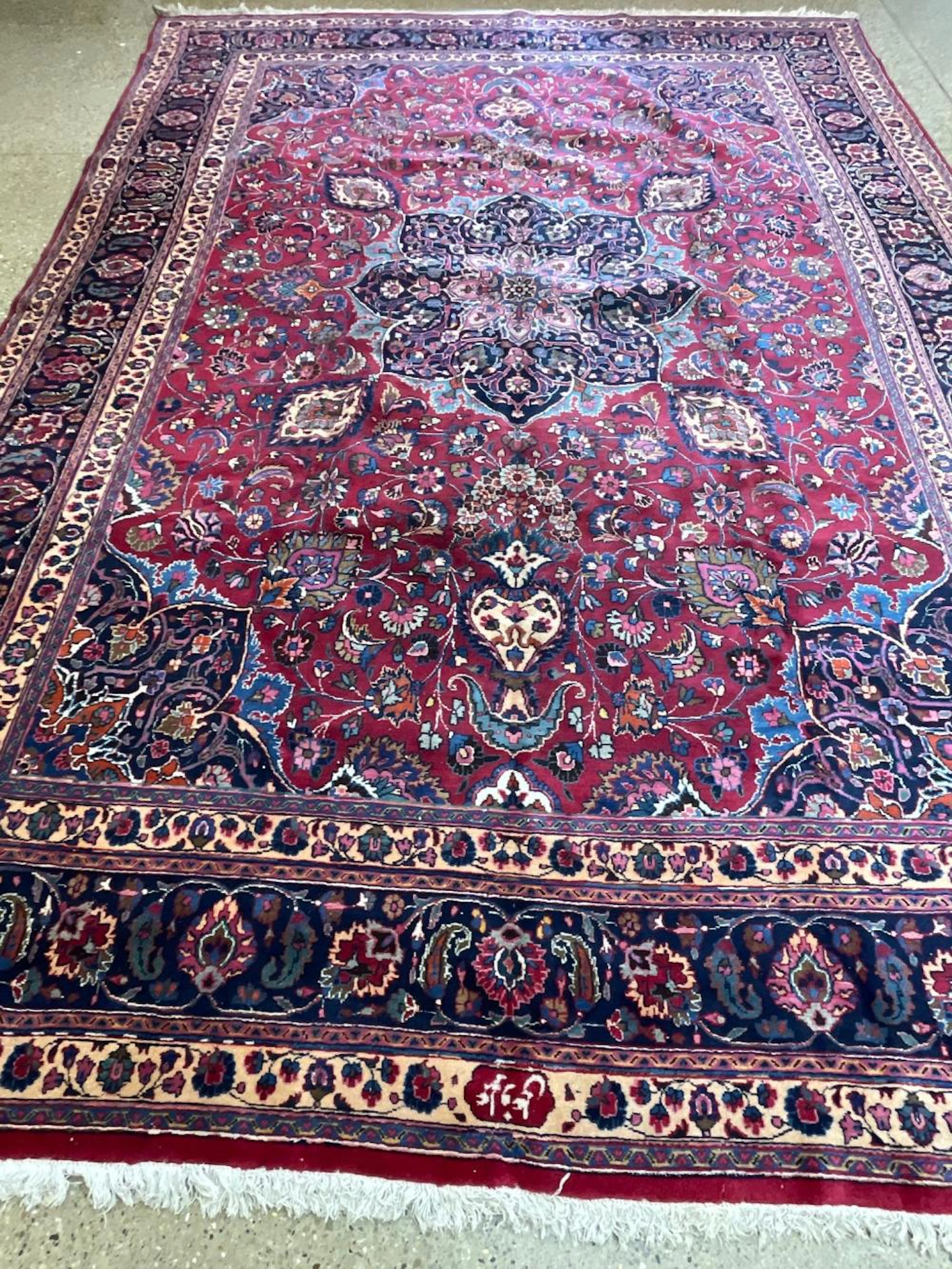 Oriental rug, Mashad Amoghli signed, circa 1940's, 11' x 15' 8".