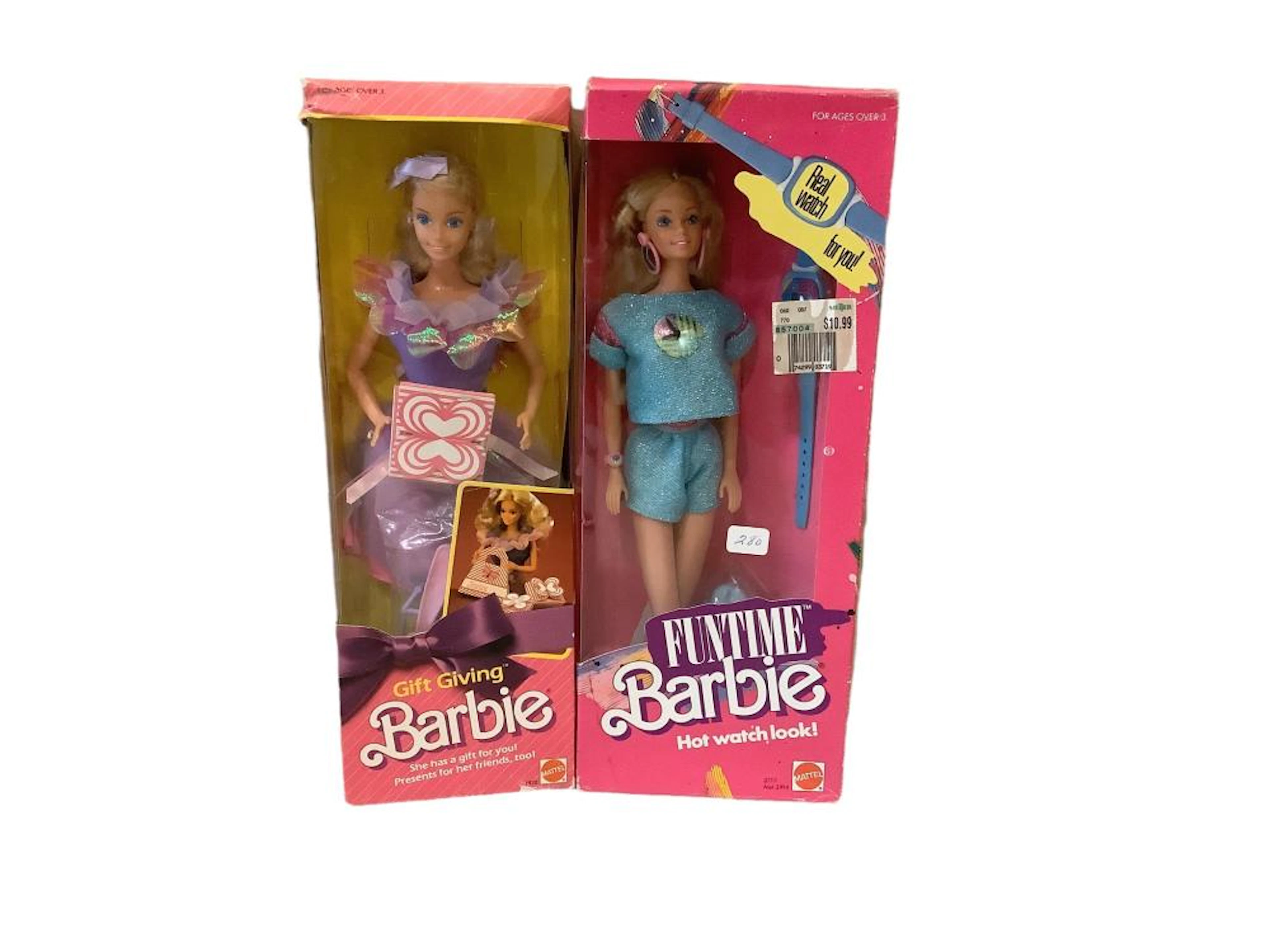 (2) pink boxed 1980's Barbies including (1) Gift Giving Barbie