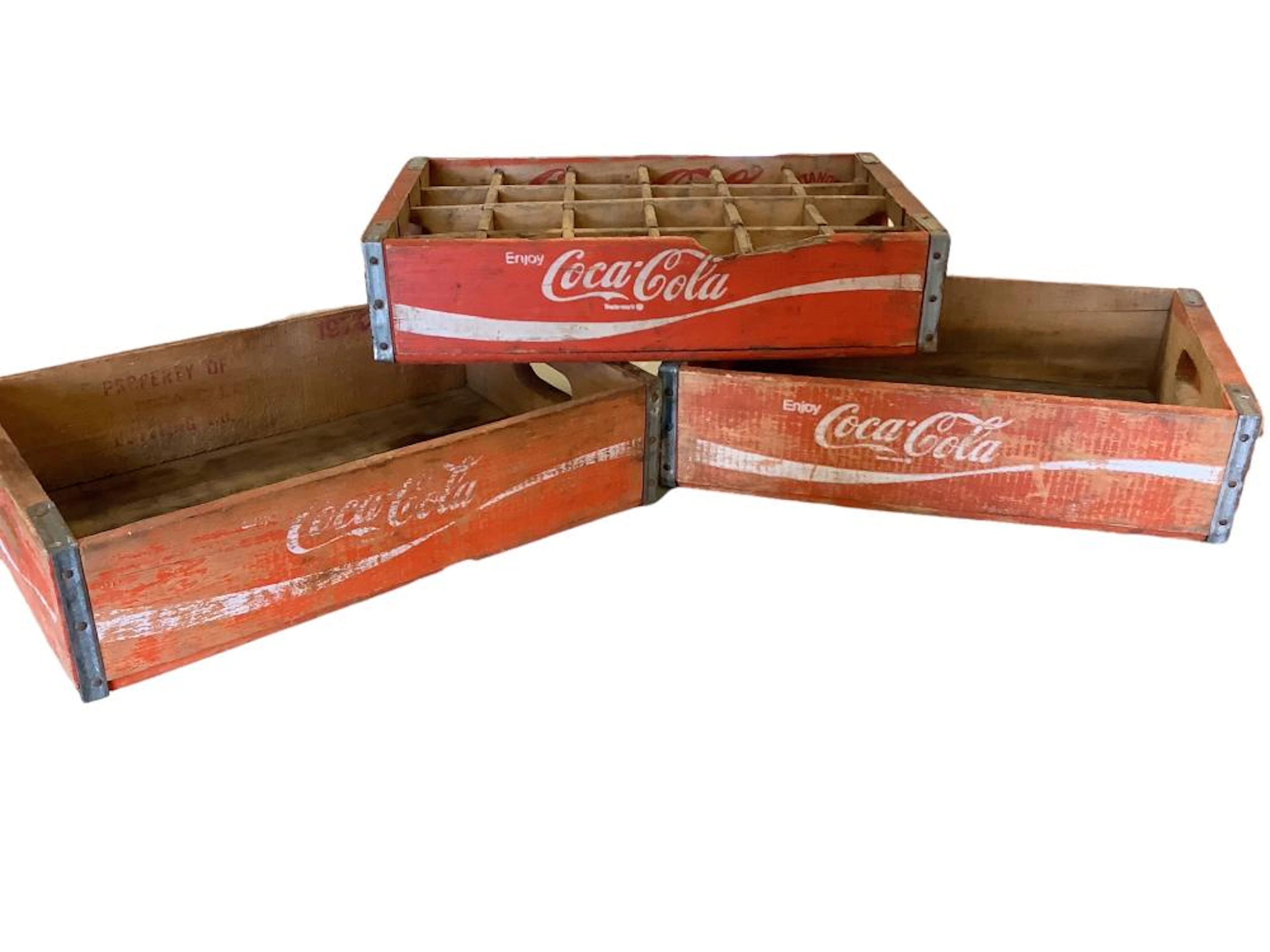 Lot of 3 vintage wooden Coca-Cola bottle crates- one...