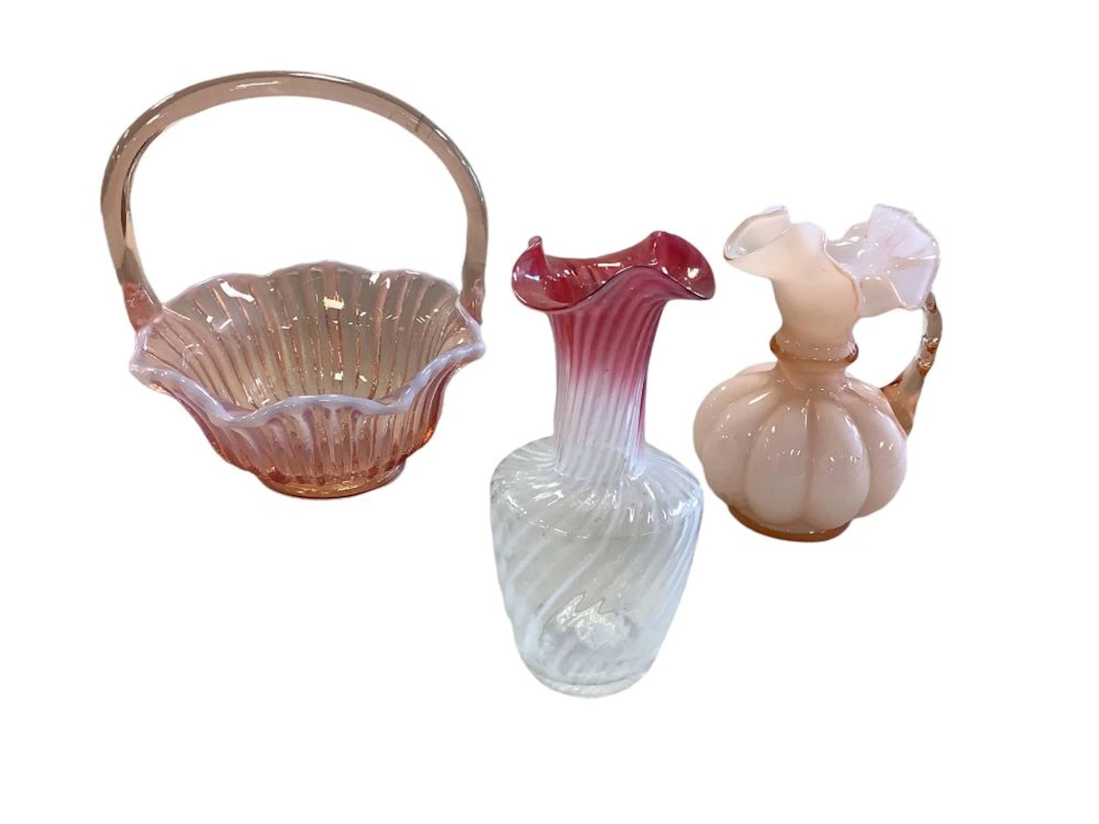 Lot of three vintage decorative glassware