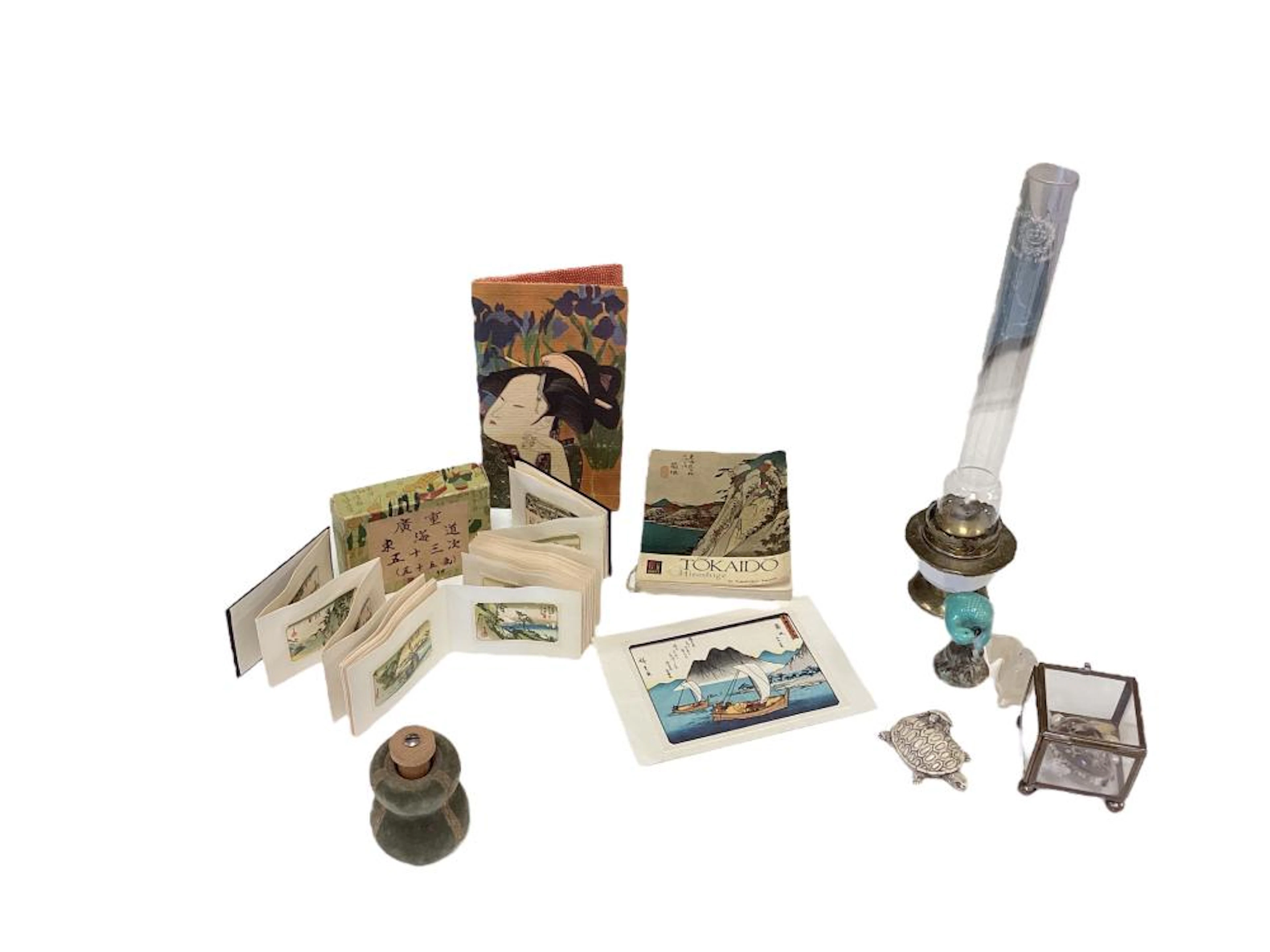 Lot of variety of Asian items including a Silk hand...