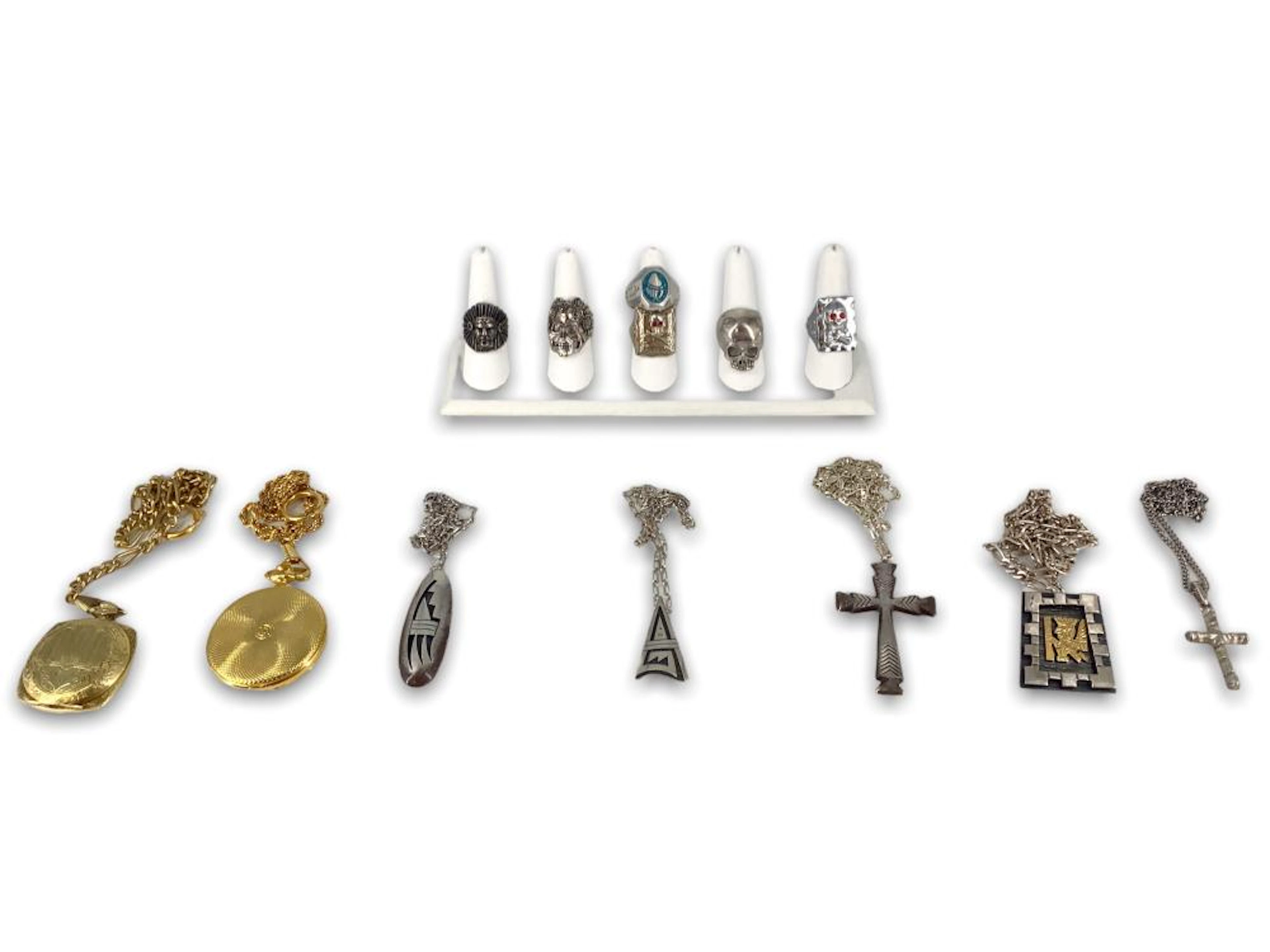 Two Pocket Watches + Five Silver Necklaces with Pendants...