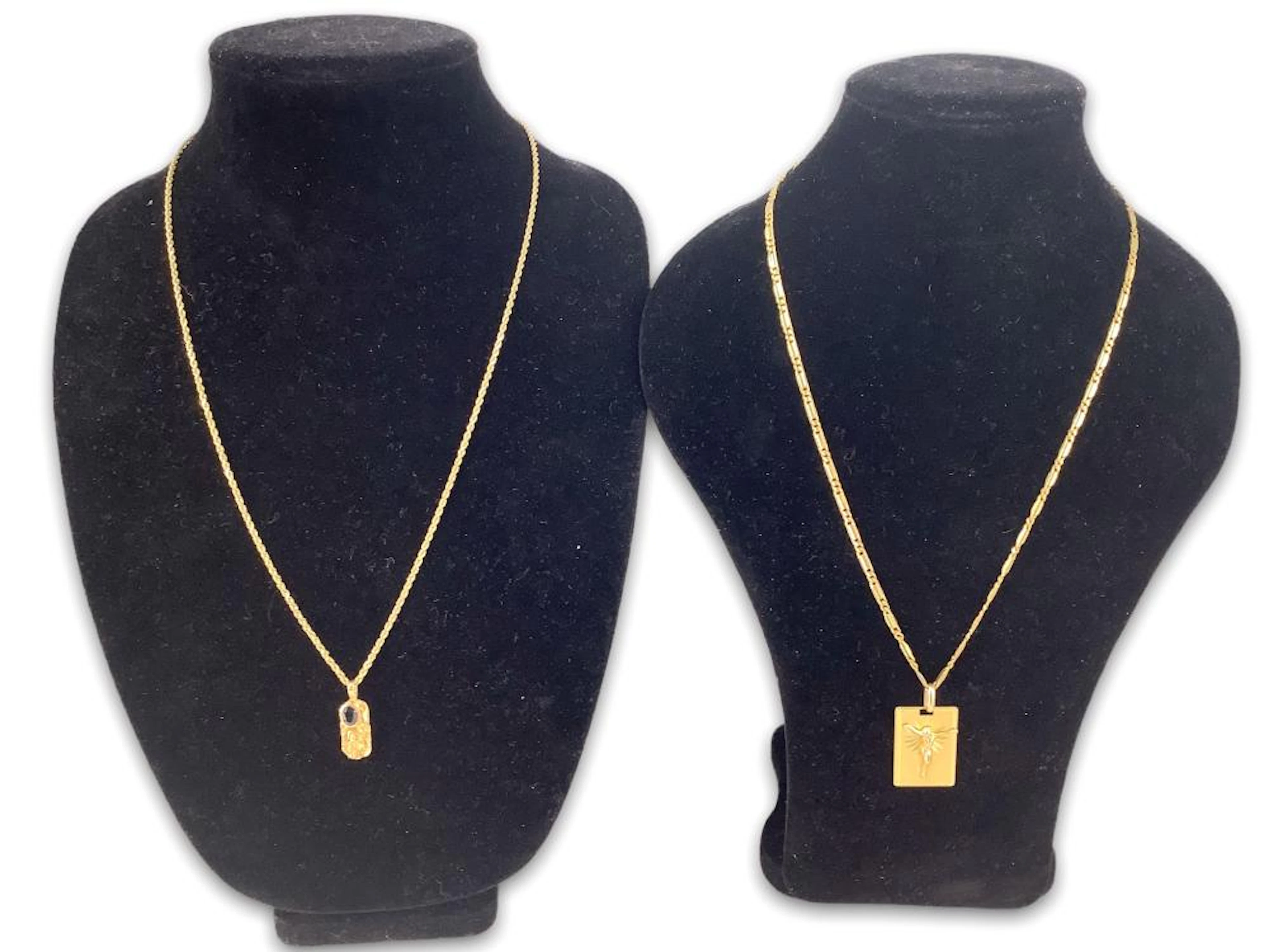 Two Gold Necklaces with Pendants