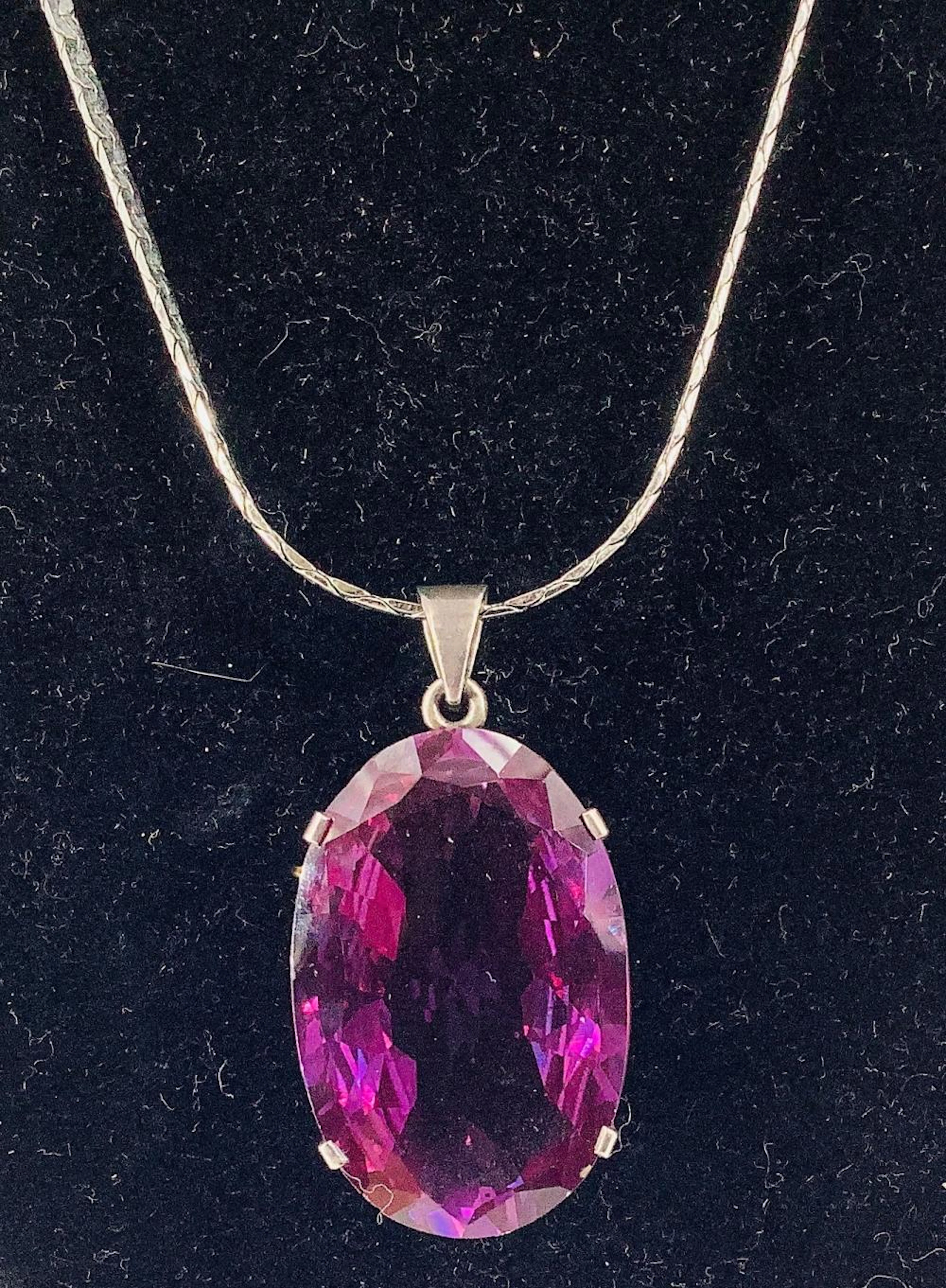Sterling Pendant on Silver Tone Chain with Alexandrite Stone