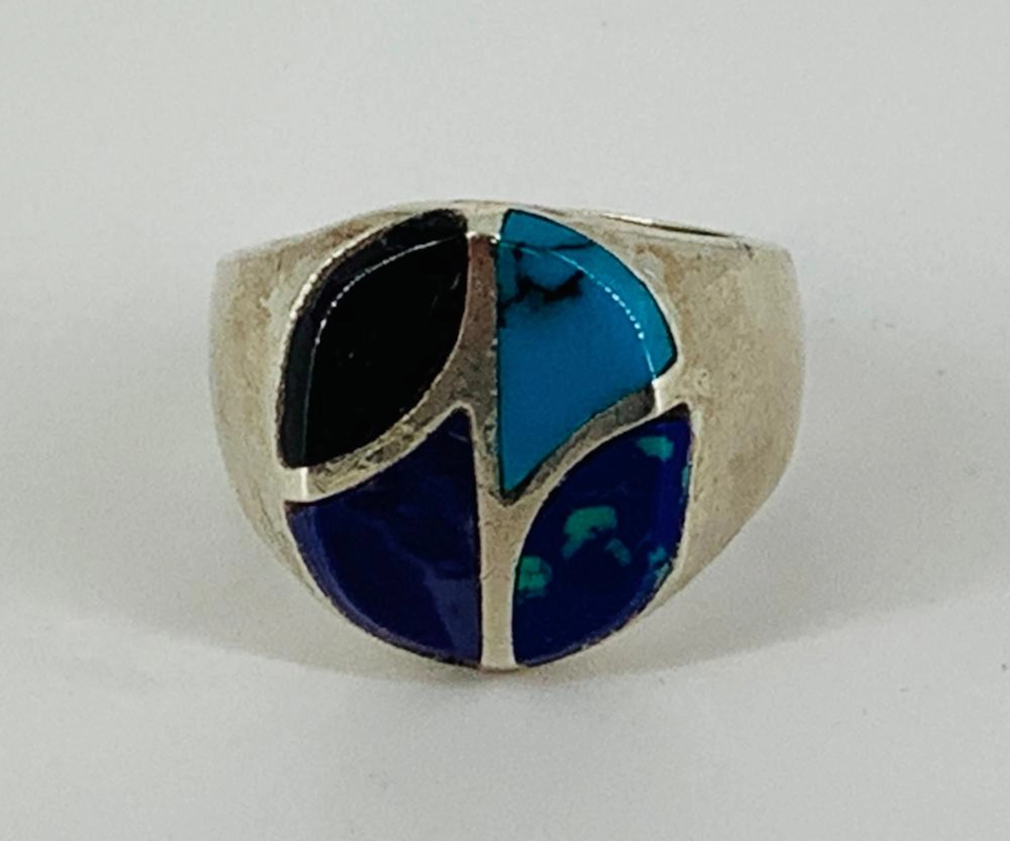 Sterling and Inlaid Stone Ring