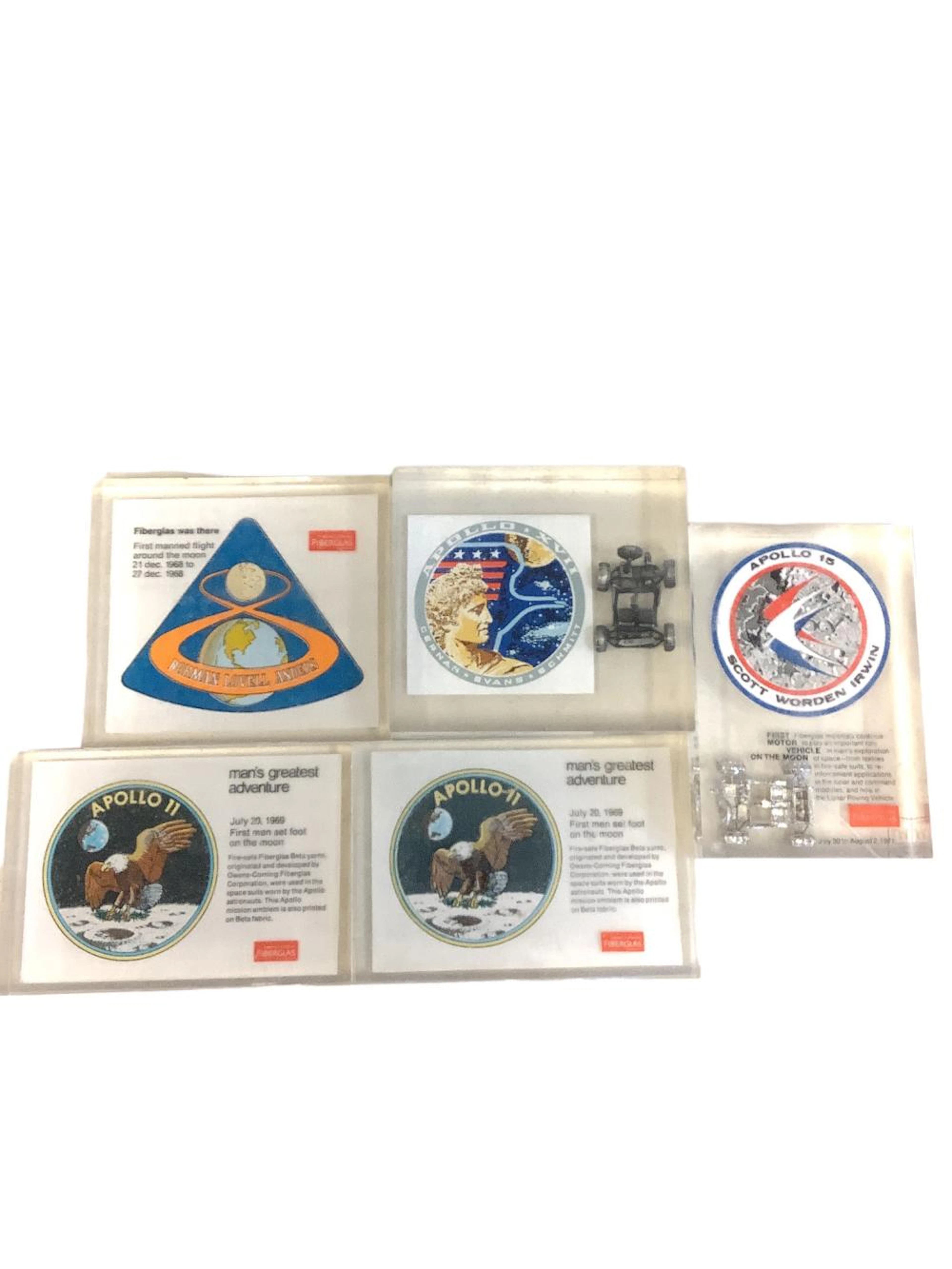 Lot of 5 vintage clear resin desk plaques or paperweights...