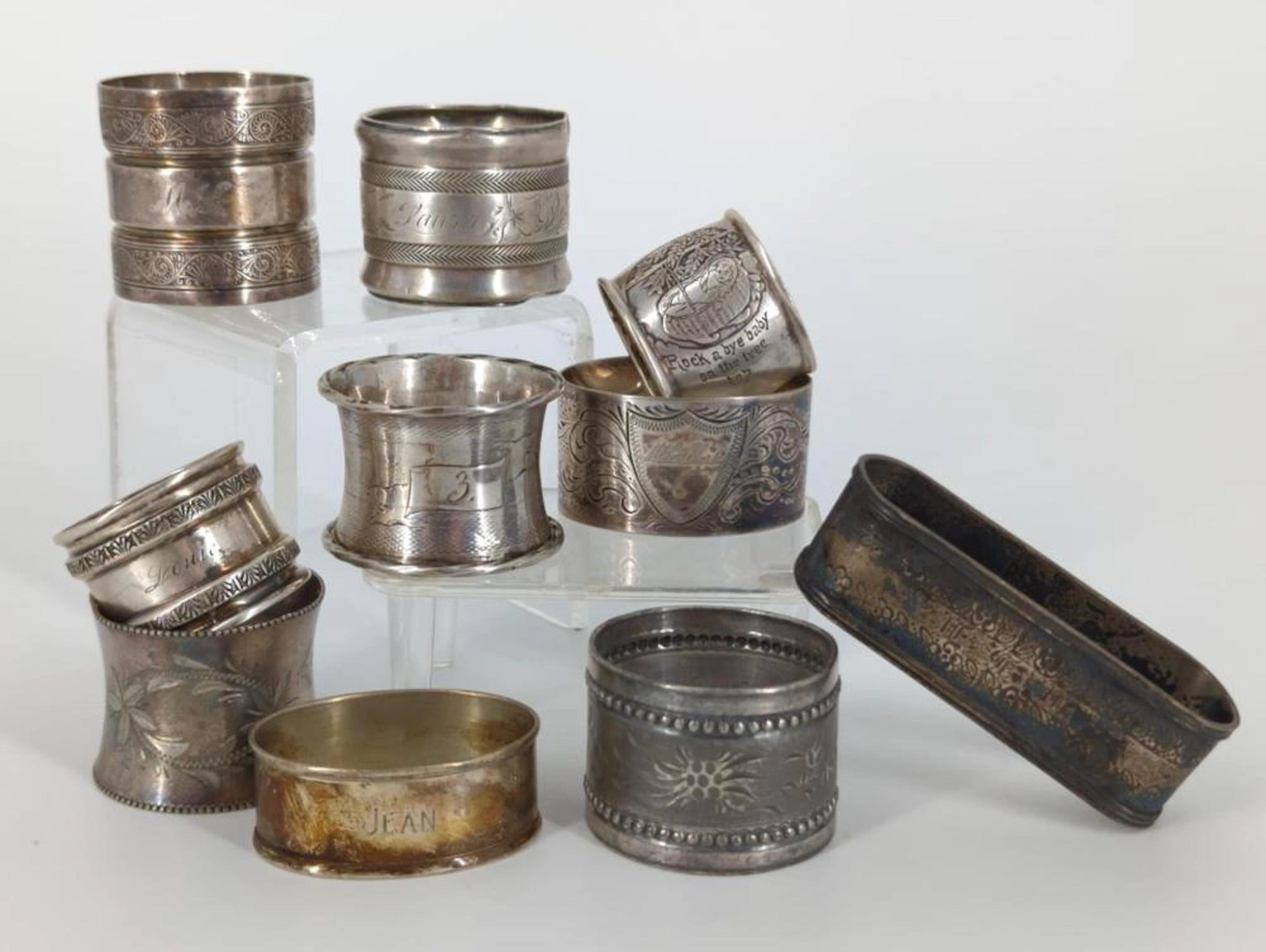 Silver and Silver Tone Napkin Rings