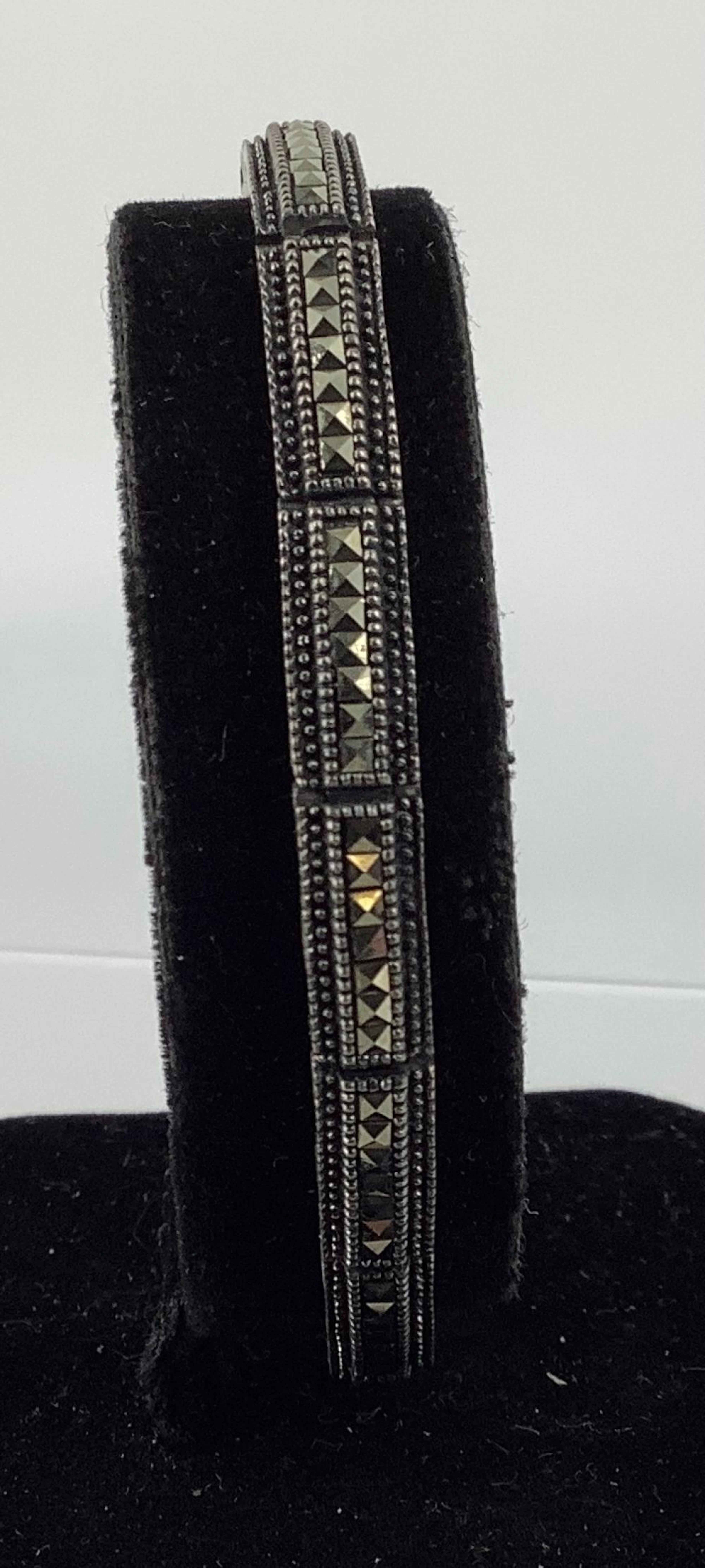 Sterling and Marcasite Stone Bracelet