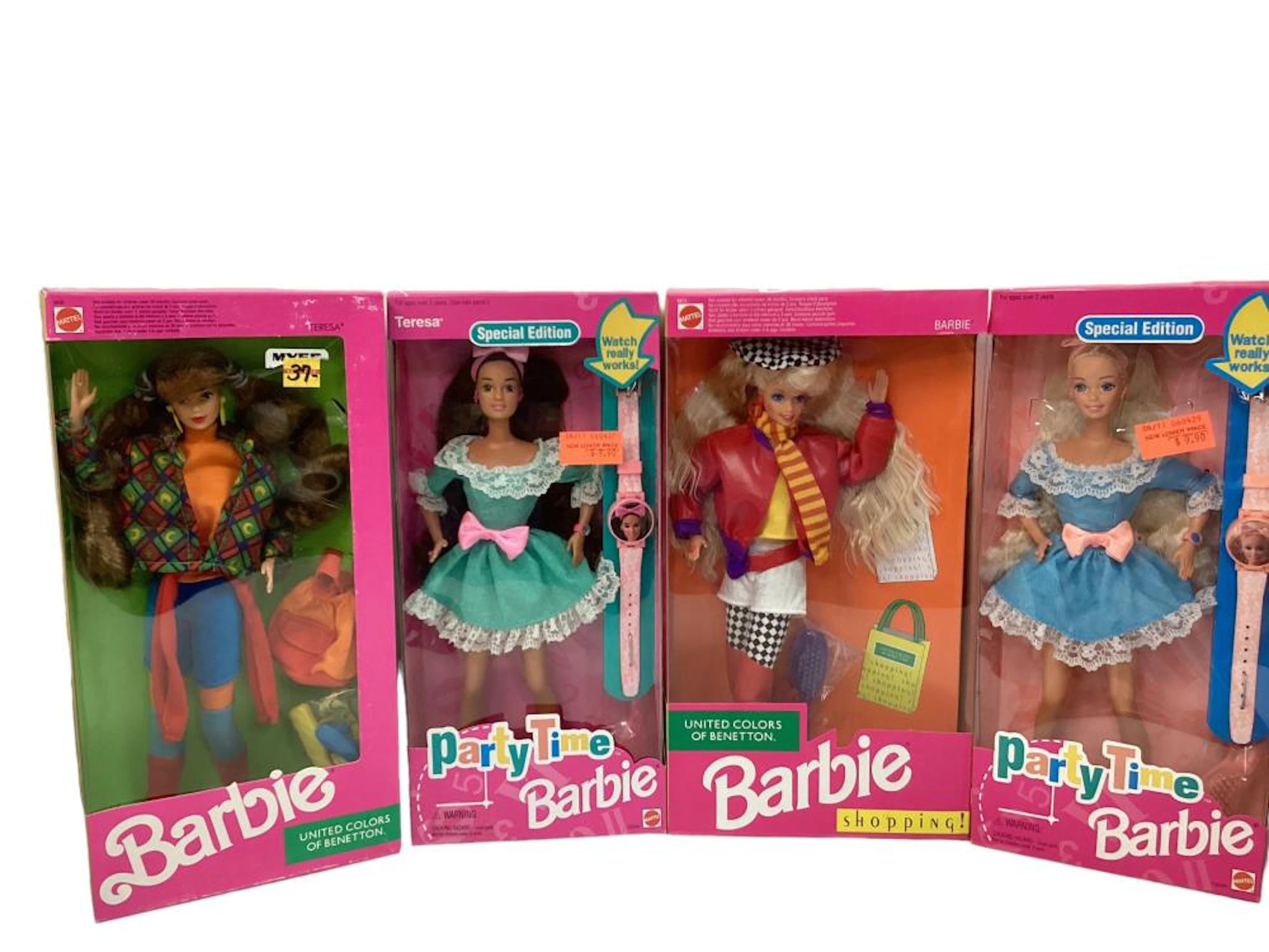 (1) lot of (4) Barbie & friends including PARTY TIME BARBIE & TERESA