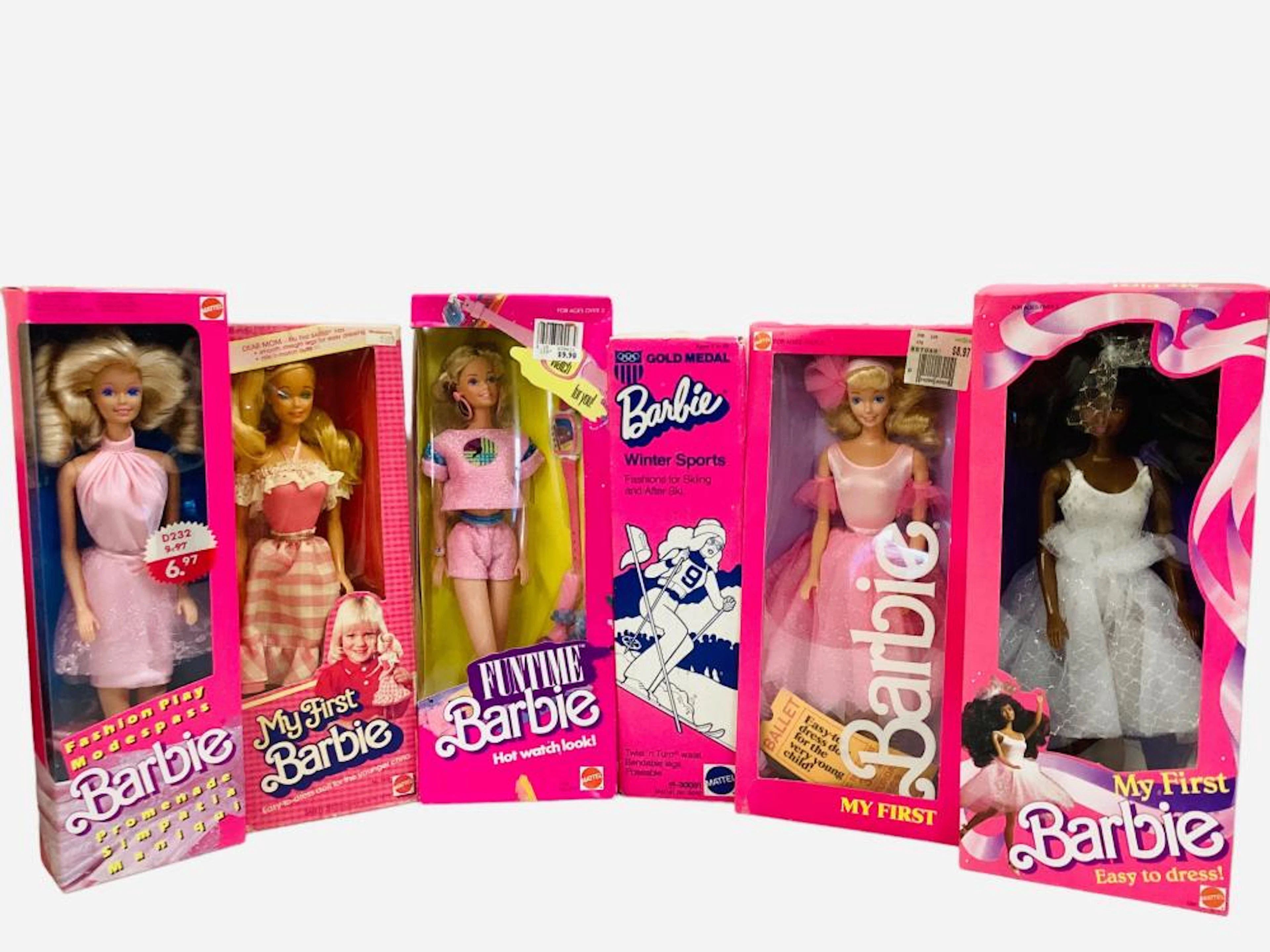 (1) Lot of (6) Barbies including (1) FUNTIME BARBIE In...