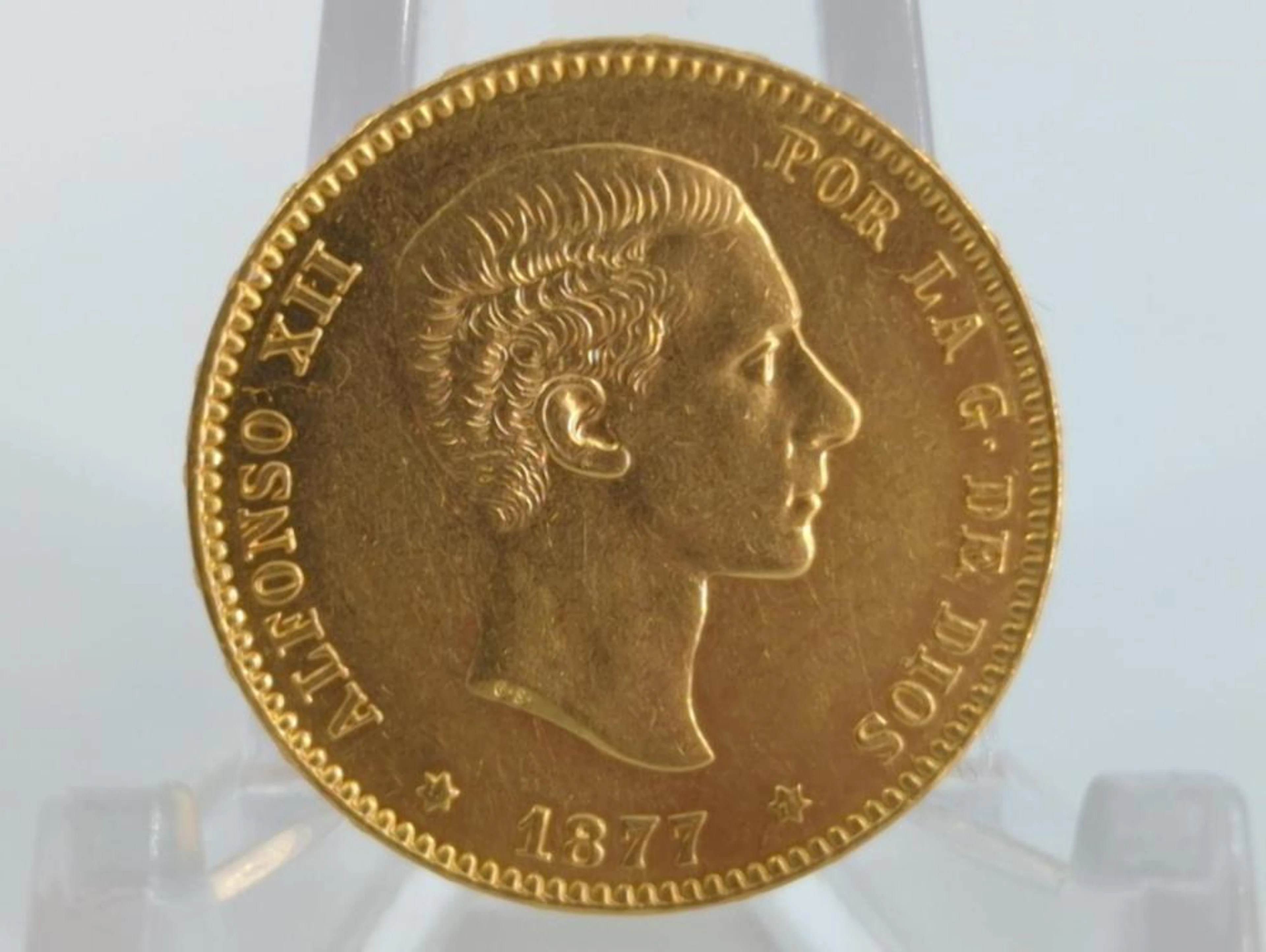 Spain 1877 DEM 25 Pesetas Gold Coi