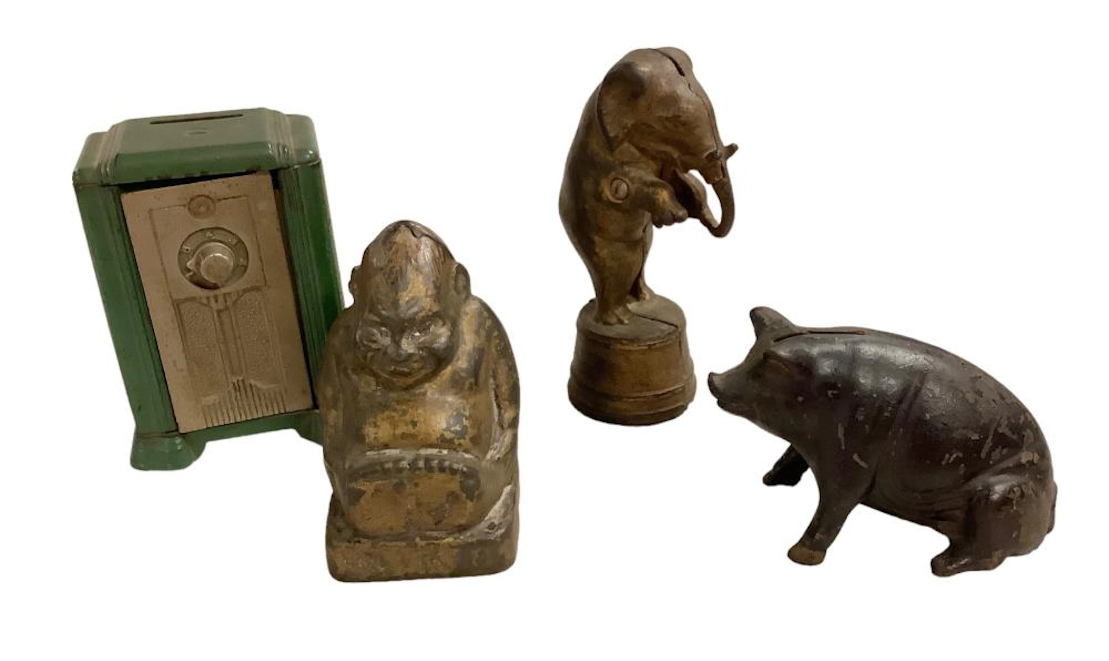 Lot of 4 Antique Cast Iron Still Banks