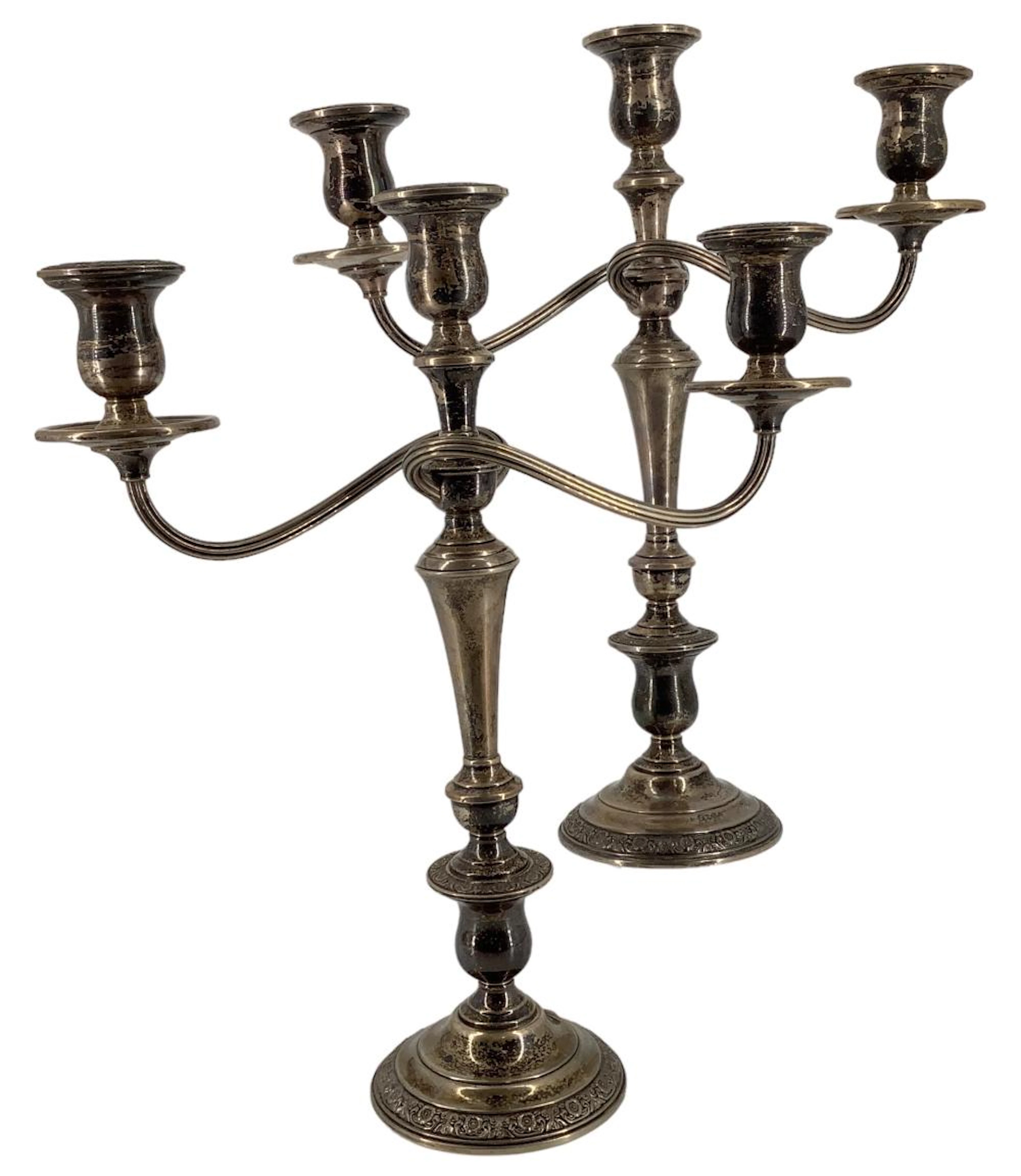 Pair of Sterling Silver Candelabras