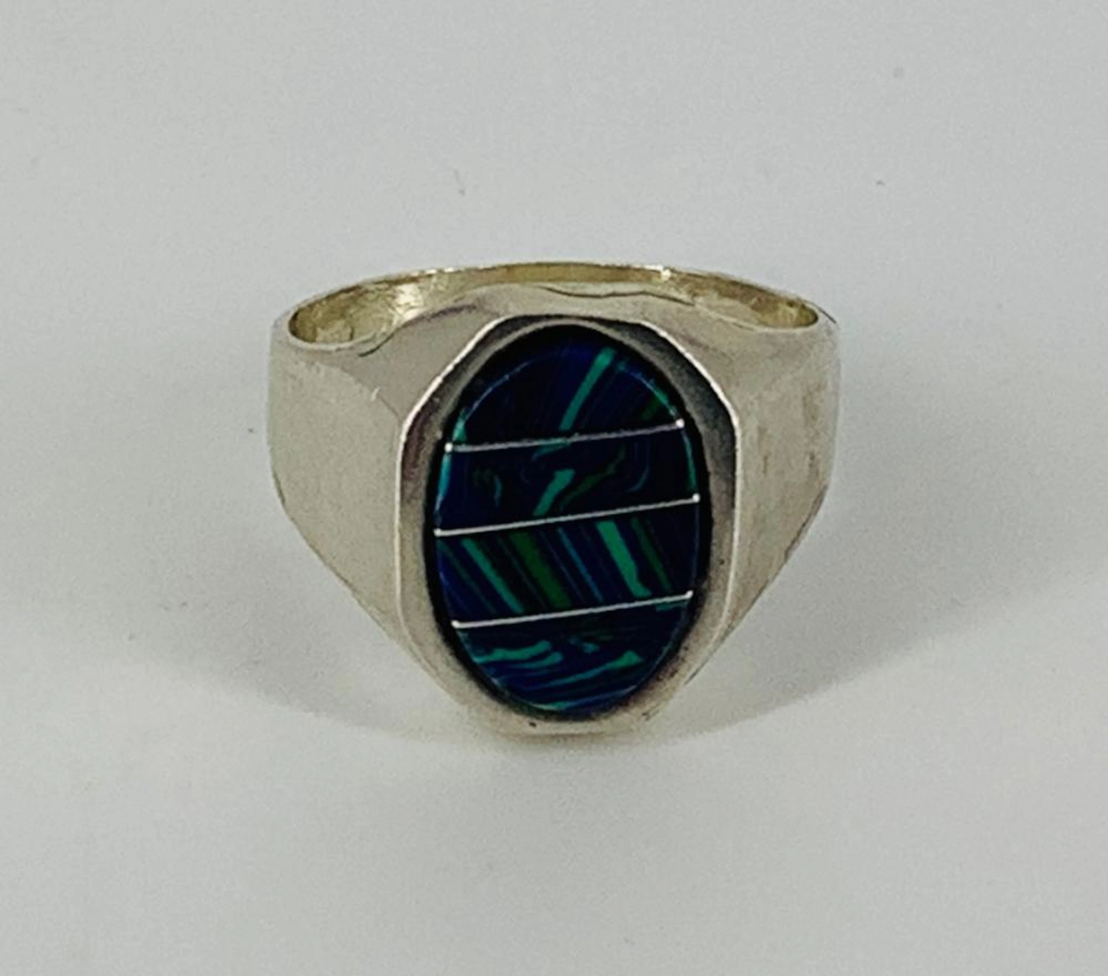 Sterling and Inlaid Stone Ring