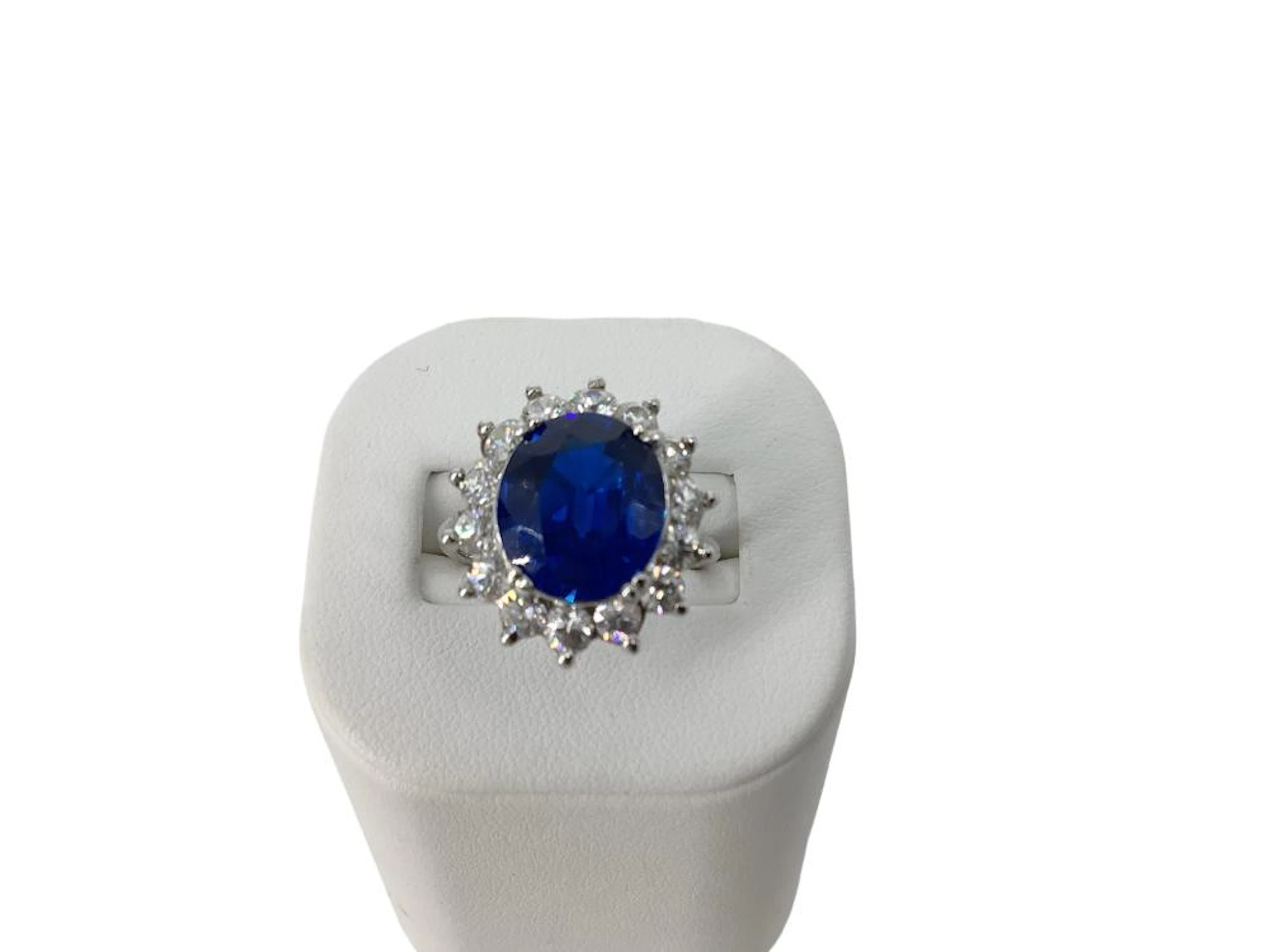 Pretty Sterling ?Princess Diana? Ring w/Diamanté Surround