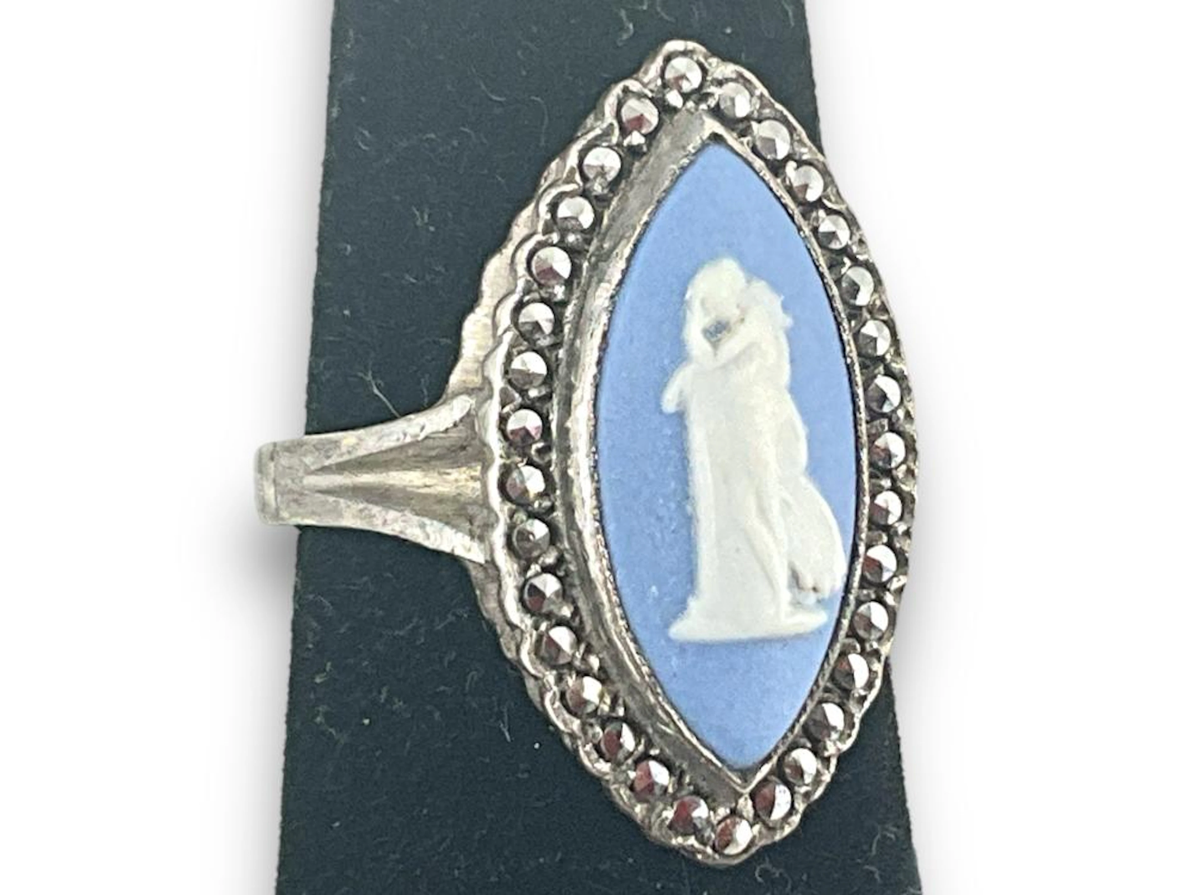 Sterling Silver and Wedgwood Ring with Marcasite Accents
