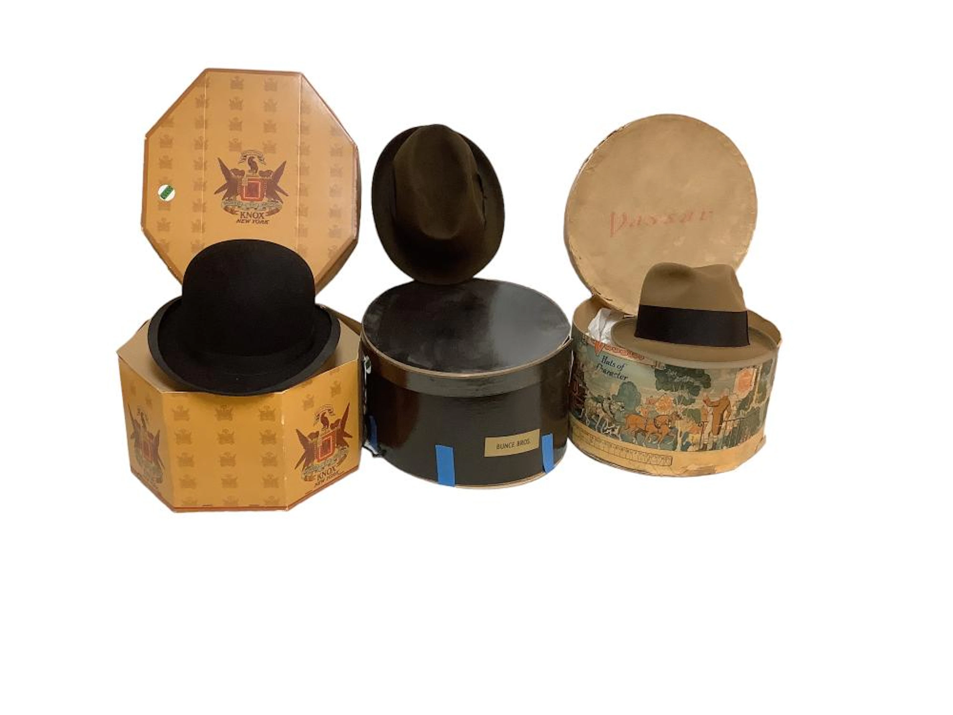 (3) Vintage Hat Boxes and (3) Men Hat?s