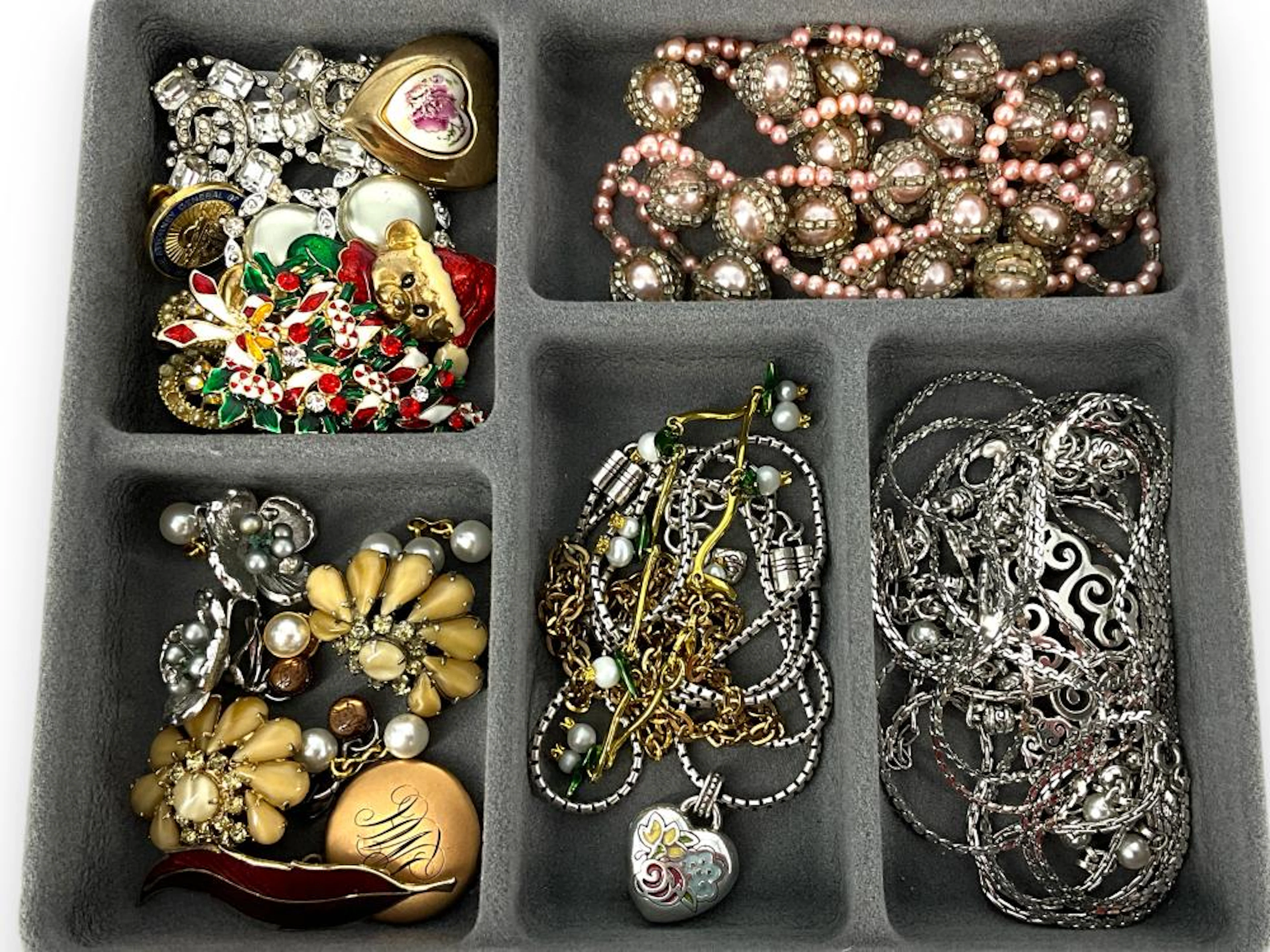 Vintage Lockets, Christmas Pins and More
