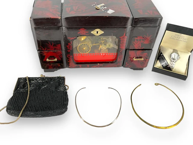 Vintage Jewelry Box With Contents