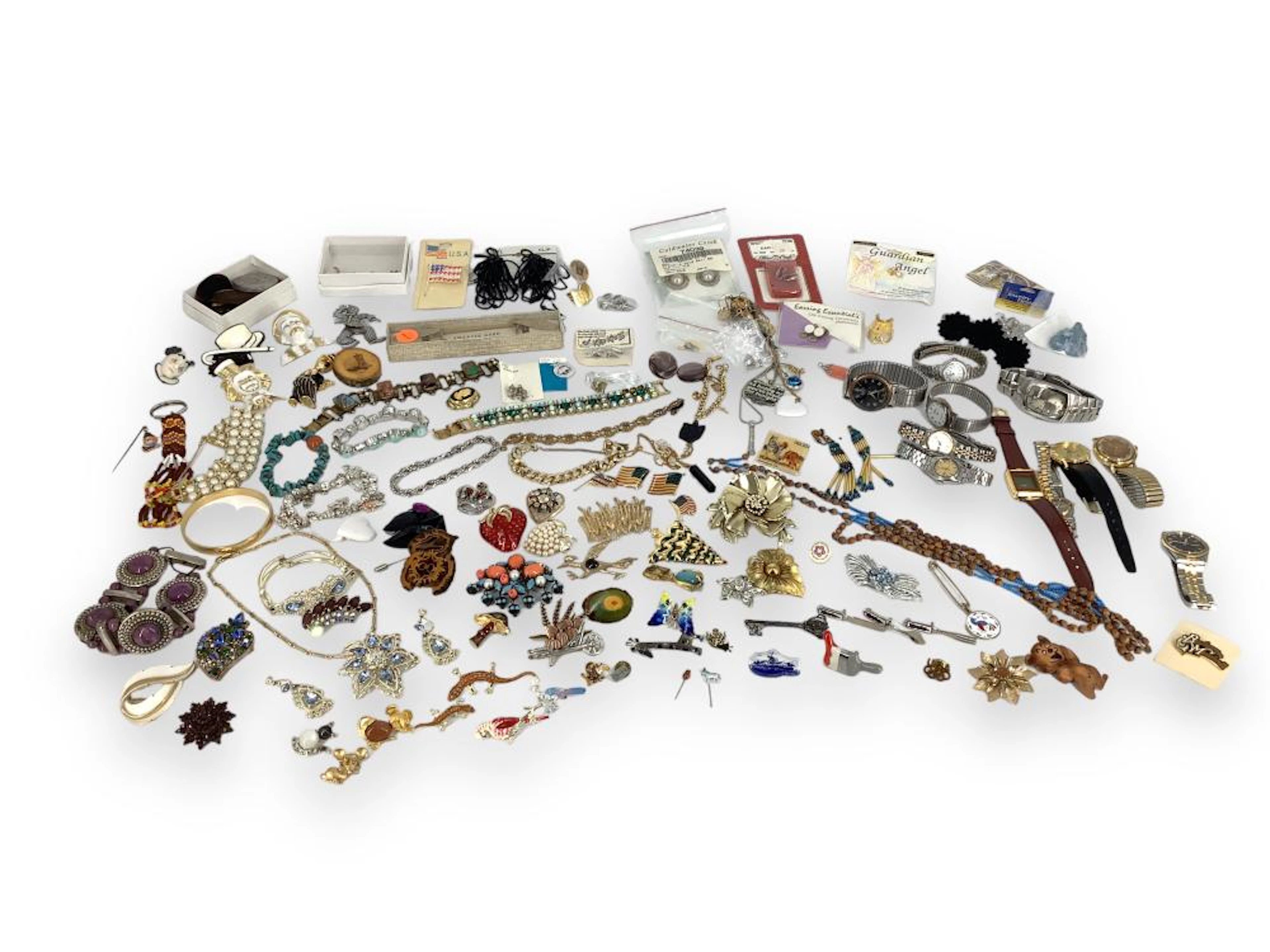 Large Box of Misc Jewelry Items, Fashion Watches