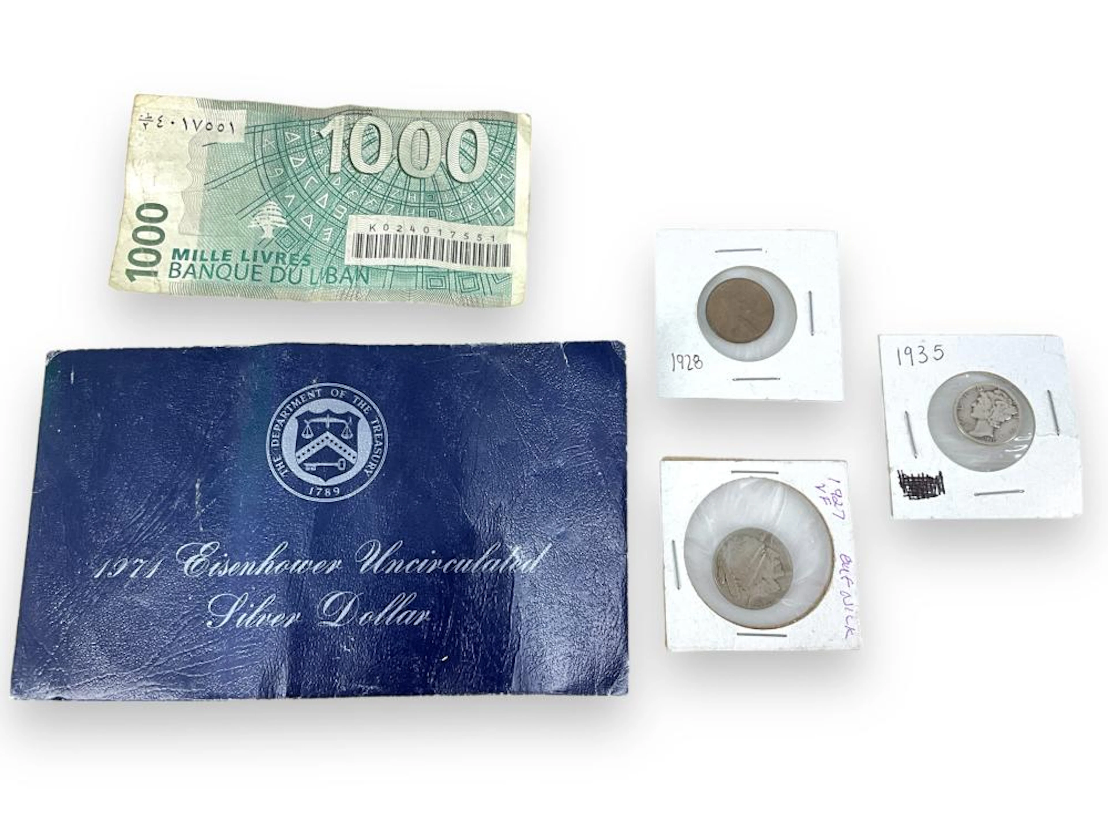 Foreign Bill + U.S. Coins