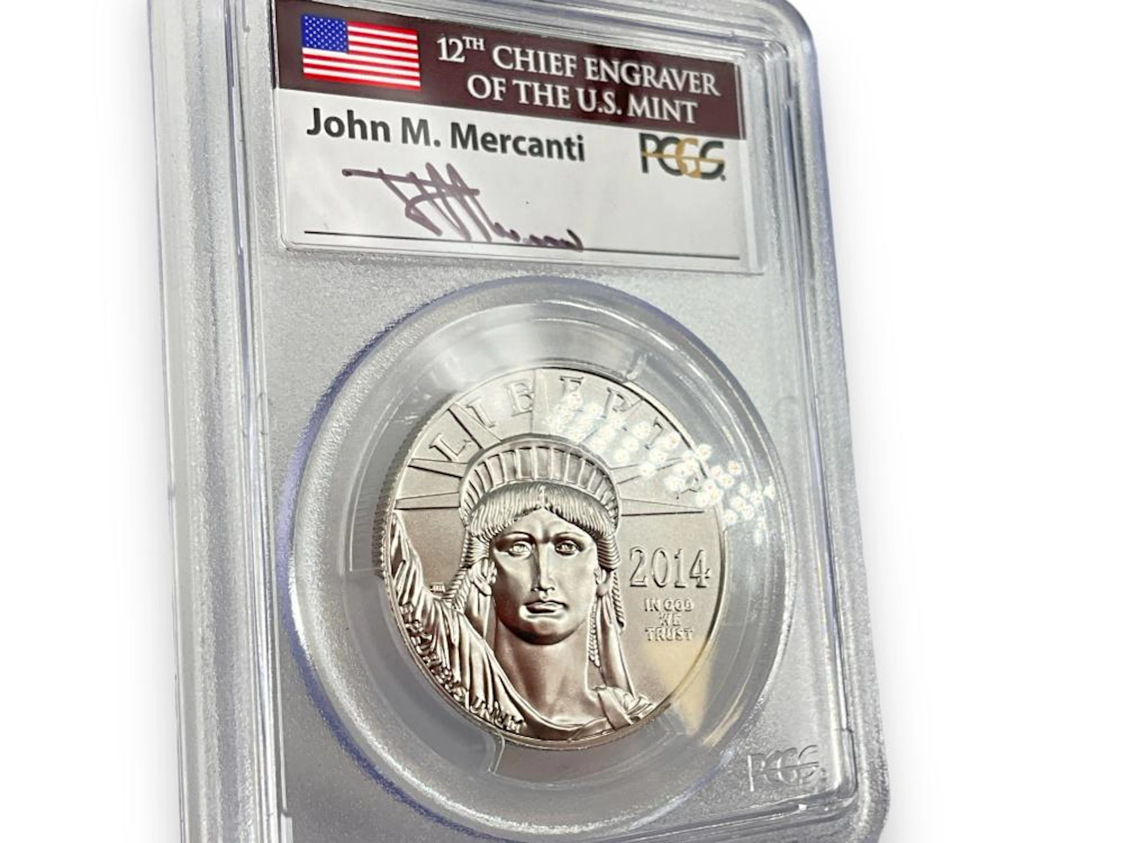 U.S. $100.00 1 oz. Platinum Bullion Coin - John M Mercanti Signature