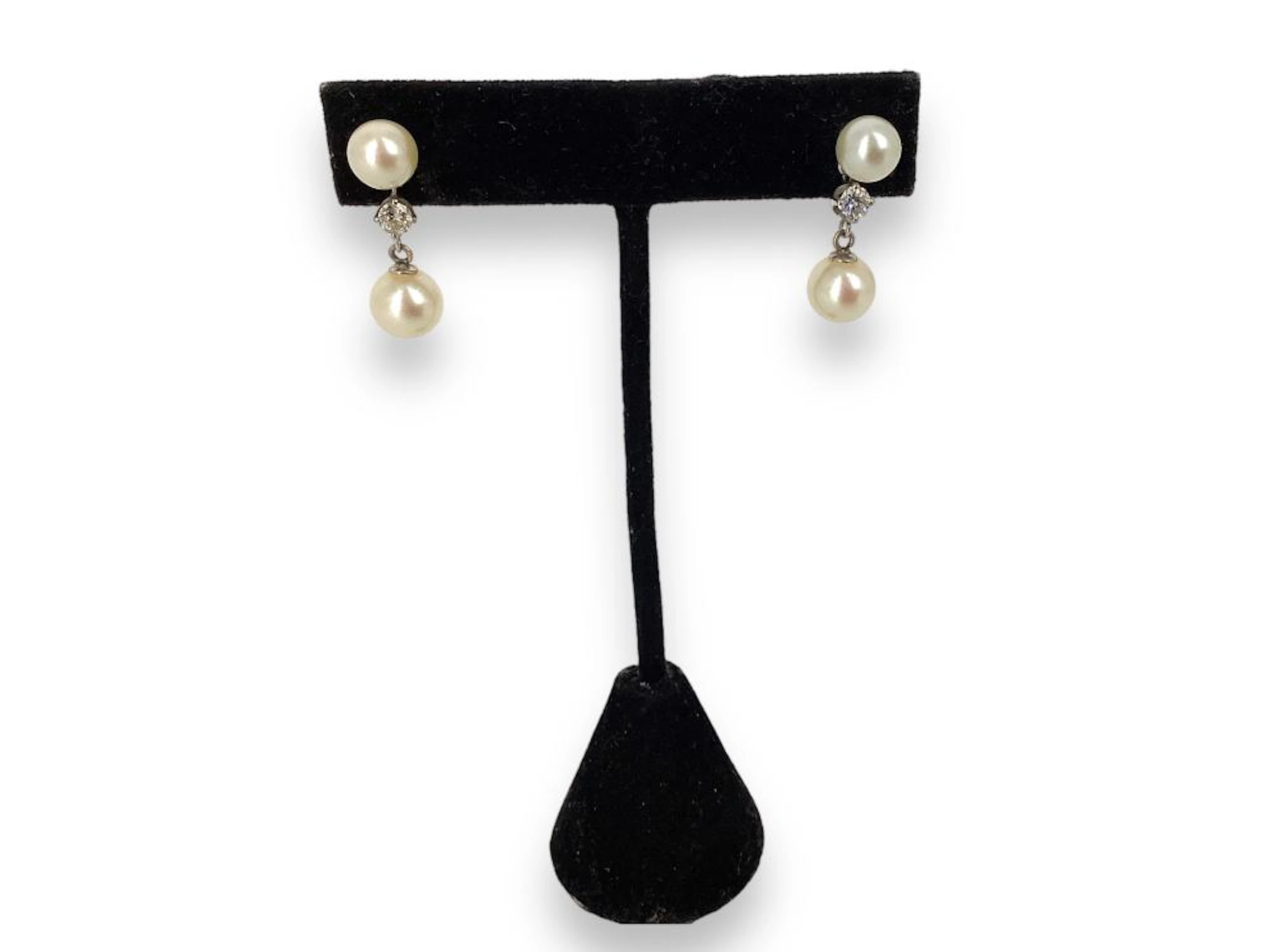 Pearl & Diamond Drop Earrings