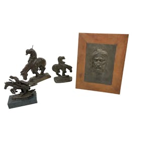 Cast Iron Statues and Bronze Plaque