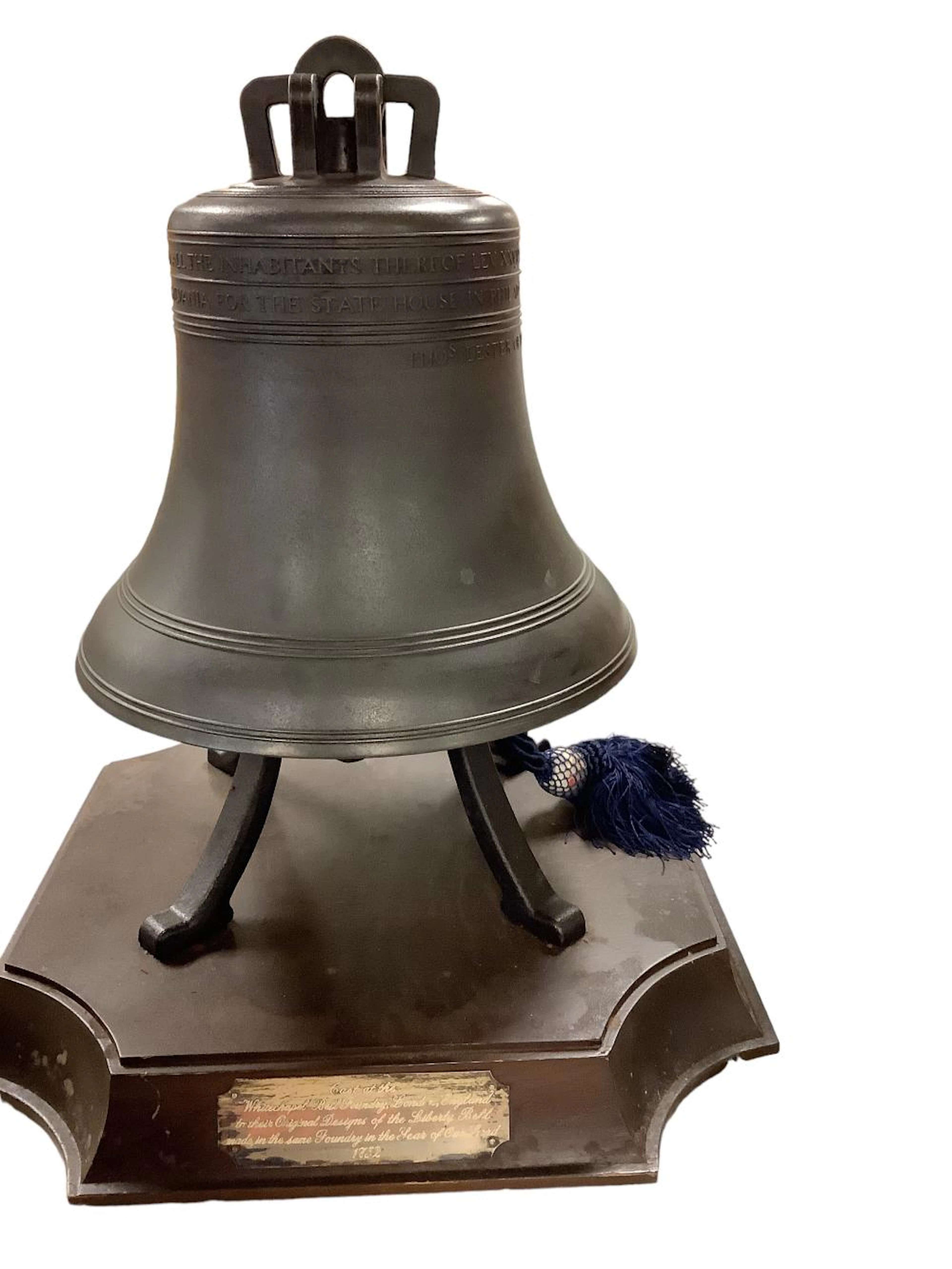 Whitechapel Bell Foundry Bronze Replica of the Liberty Bell on Wood Base