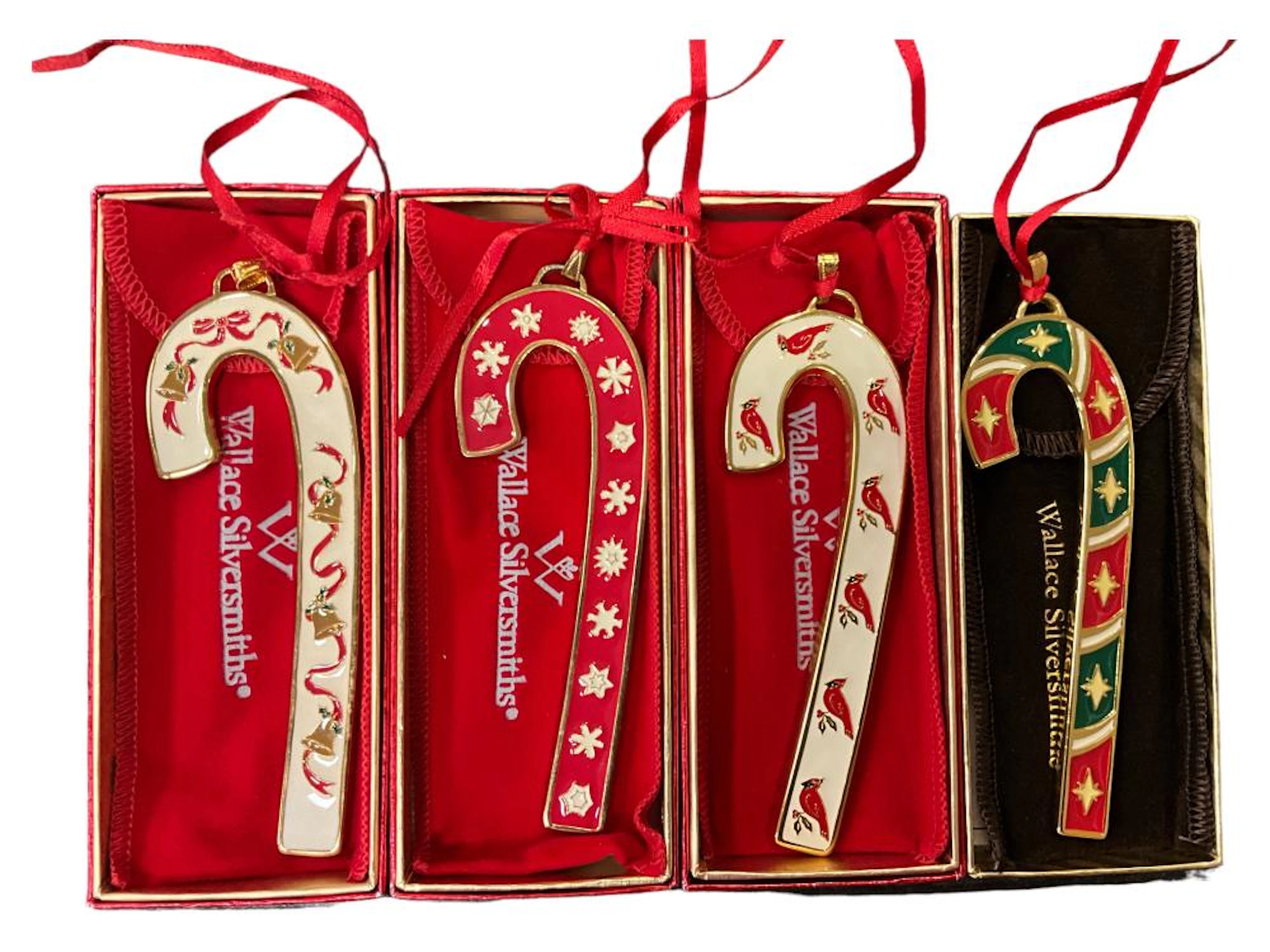 (4) Wallace Silversmiths ?Candy Cane? Ornaments 5 in. (12.7 cm.)