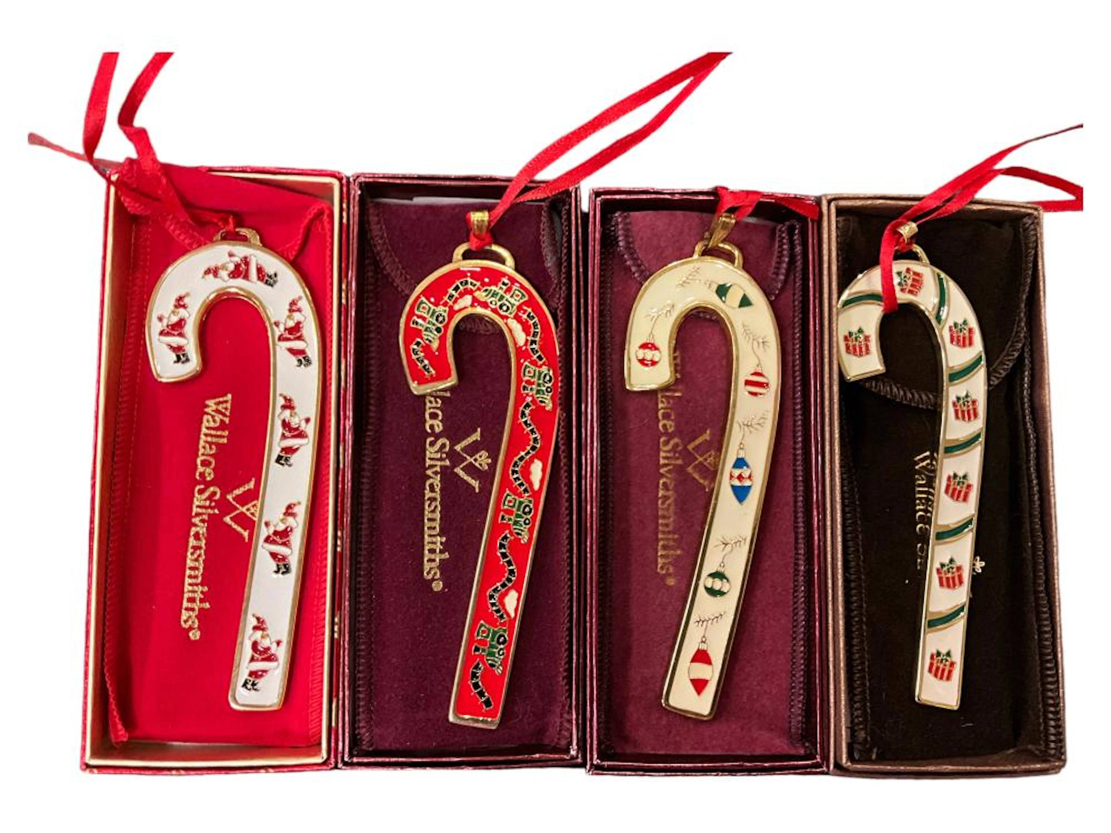 (4) Wallace Silversmiths ?Candy Cane? Ornaments 5 in. (12.7 cm.)