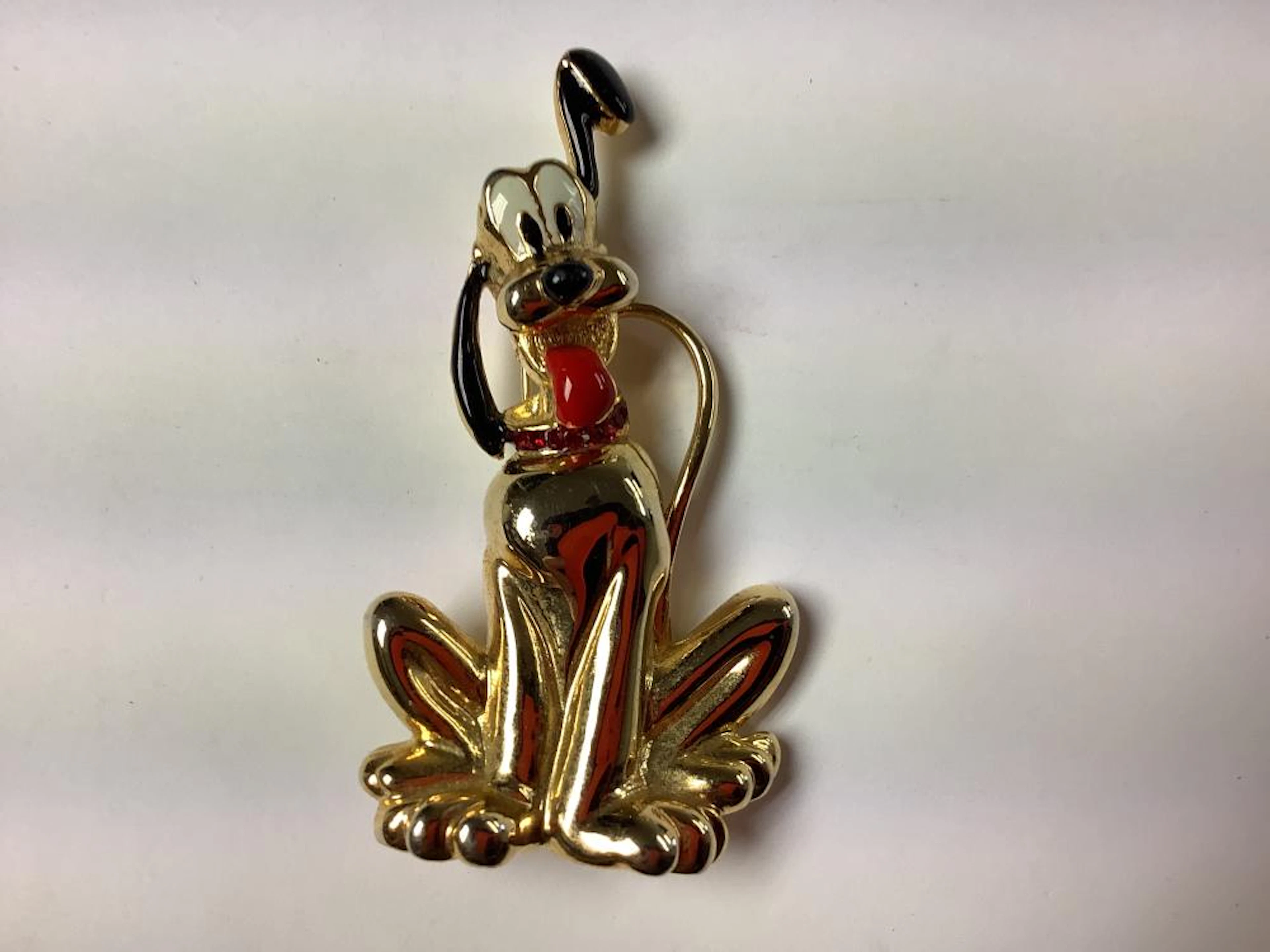 Vintage Disney Pluto Brooch with Jeweled Collar
