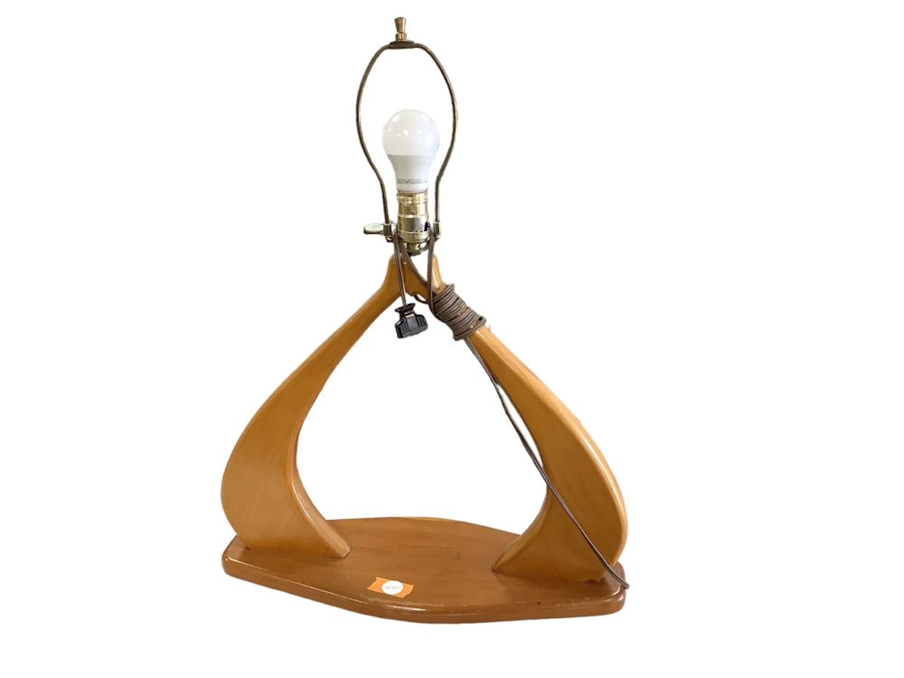 Mid century modern Wishbone shaped Table Lamp with wooden base