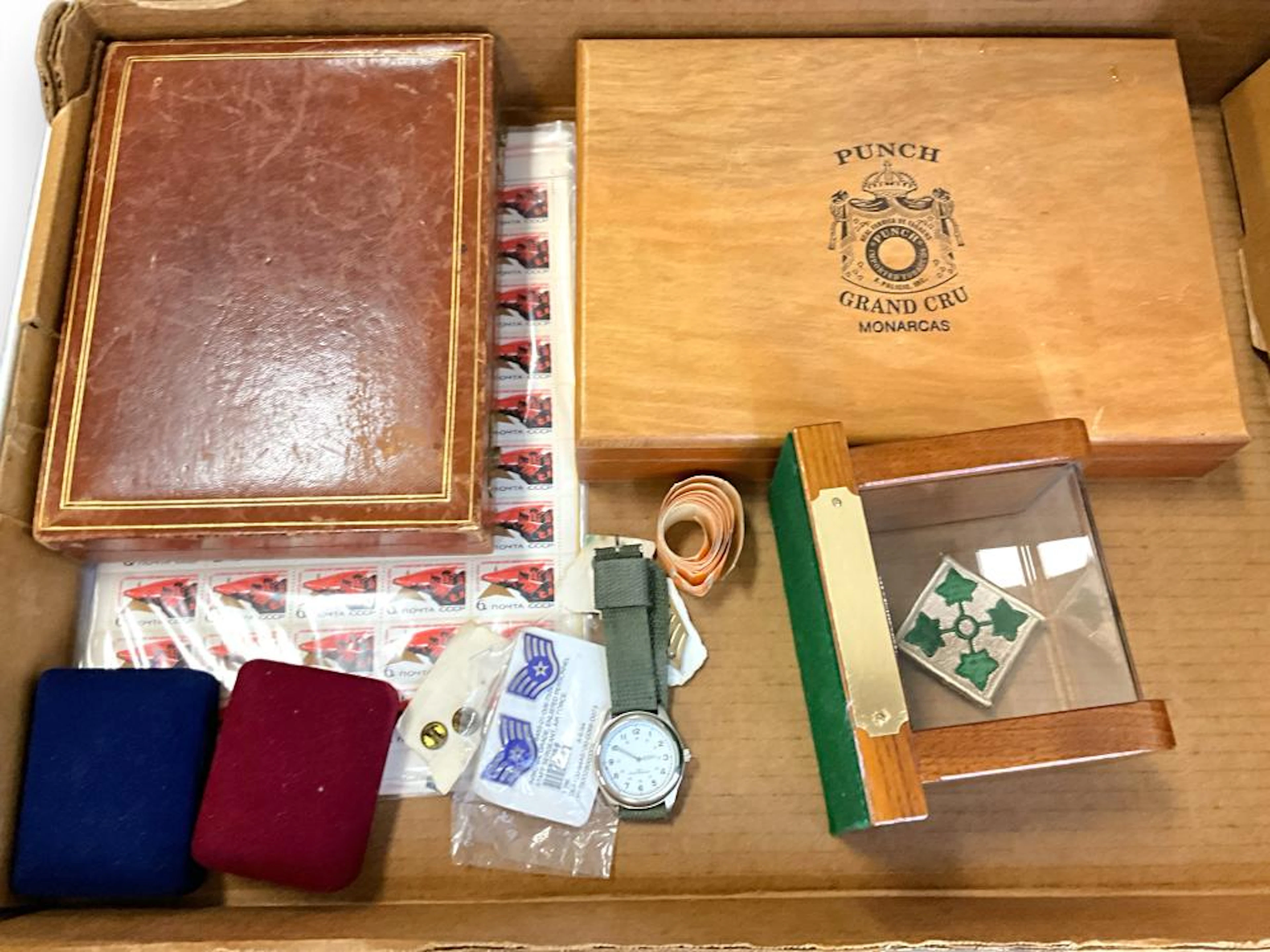 Assortment of Buckles, Stamps, Medals/Ribbons, and More