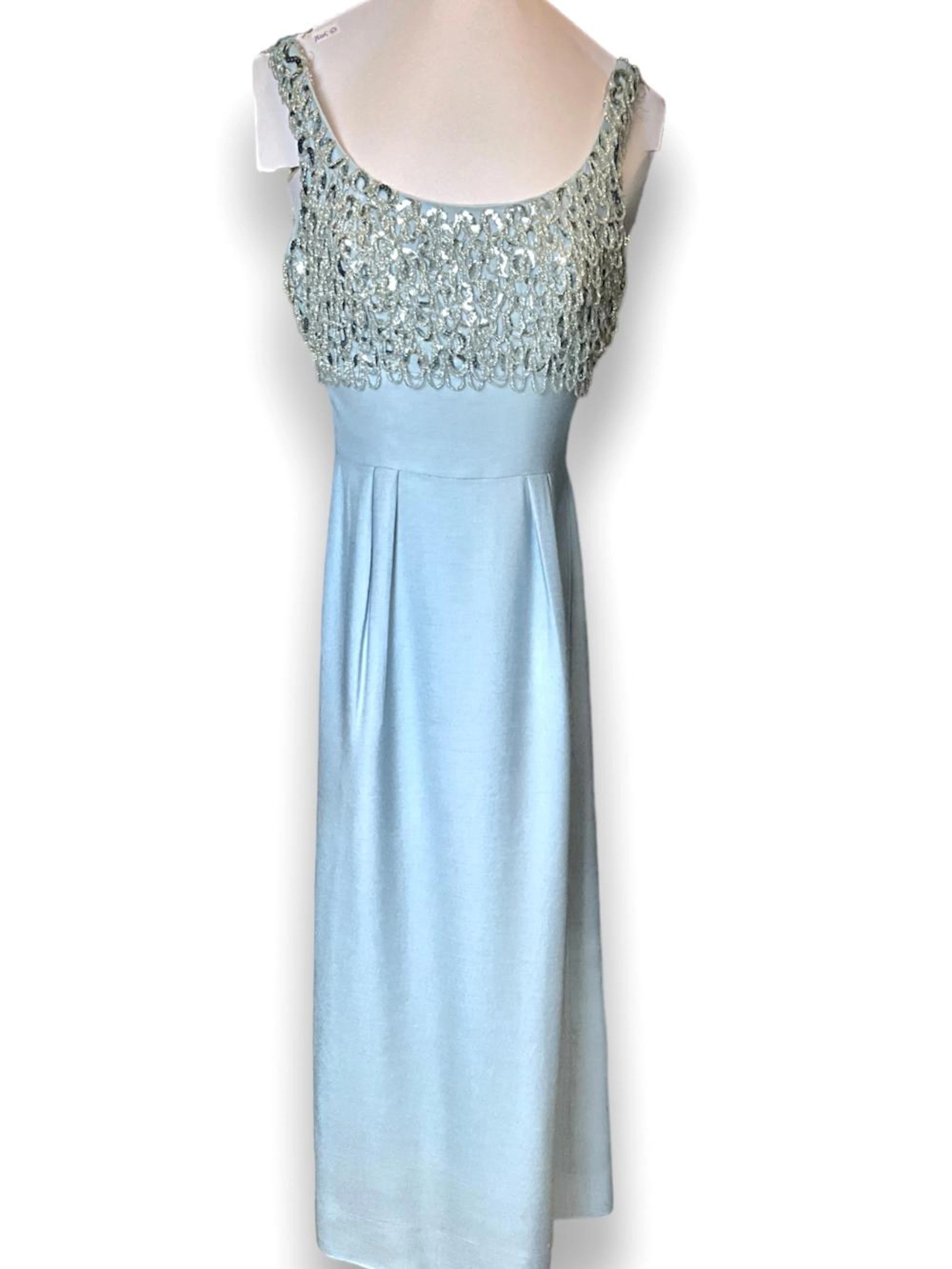 Vintage, Light Blue Beaded Evening Dress, Wonderful Conditio