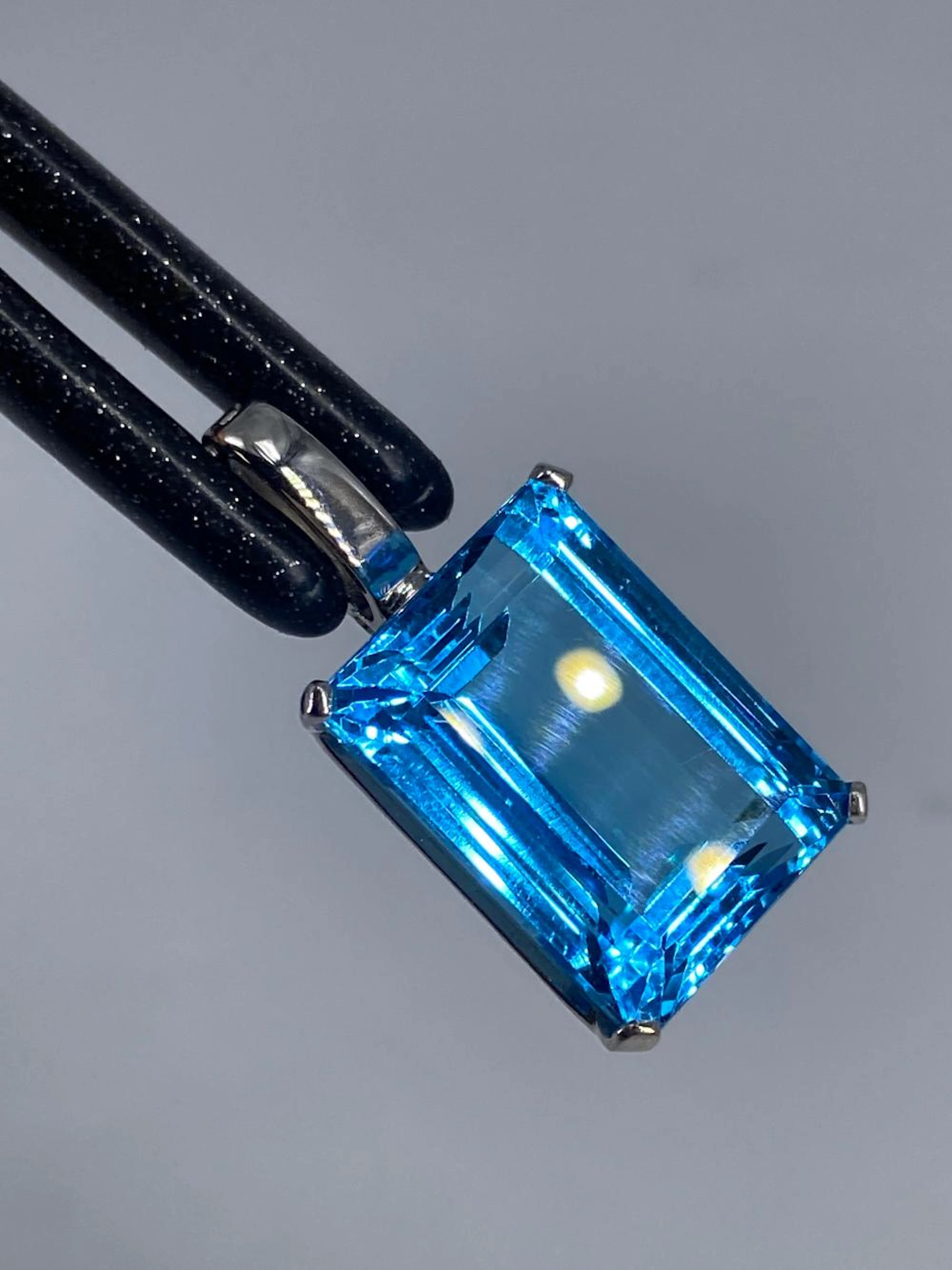 14kt White Gold Rhodium Plated Blue Topaz Slide Pendant